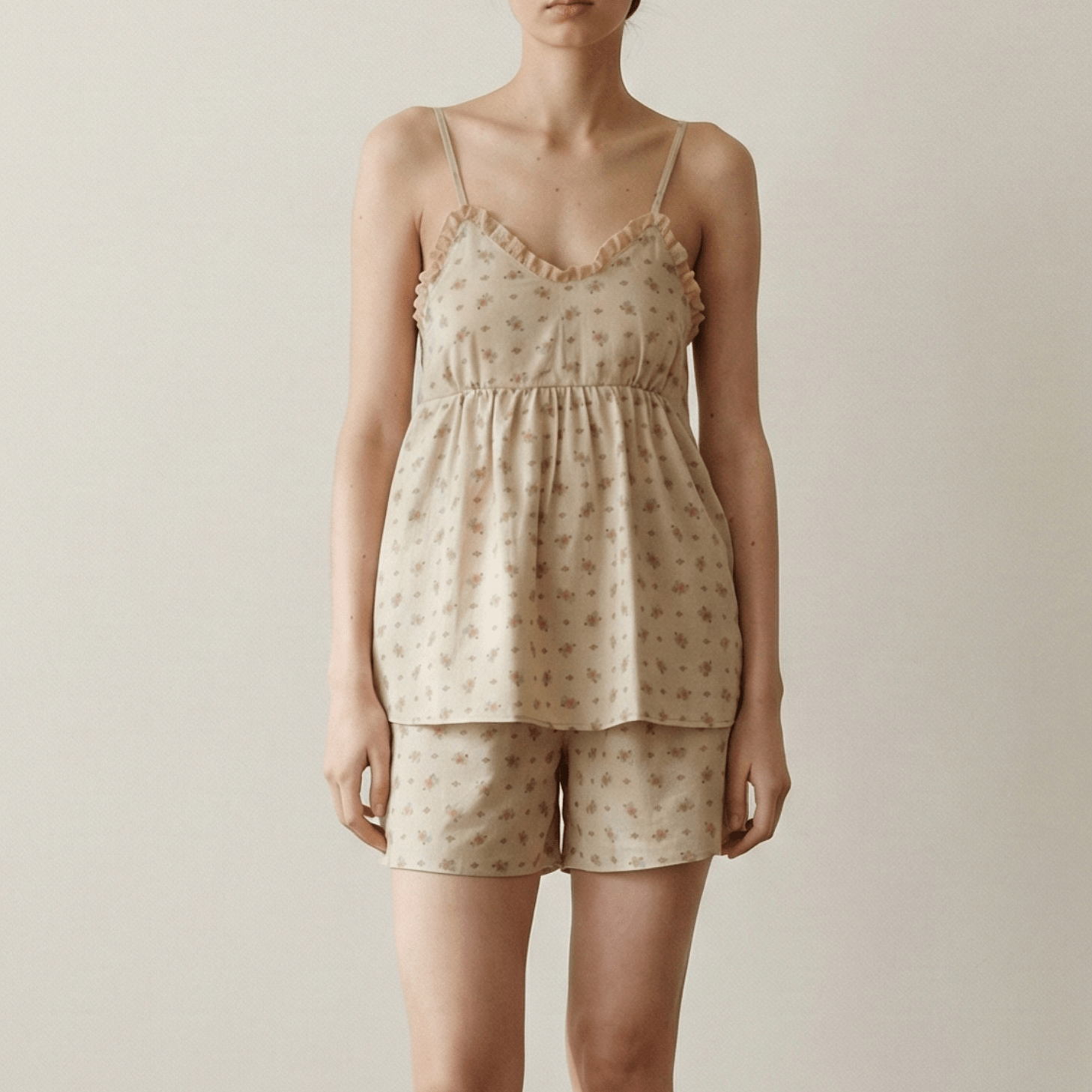 - Ever Lasting - Linnea Sleeveless Floral Pajama Set / Beige - Pajamas - Ever Lasting