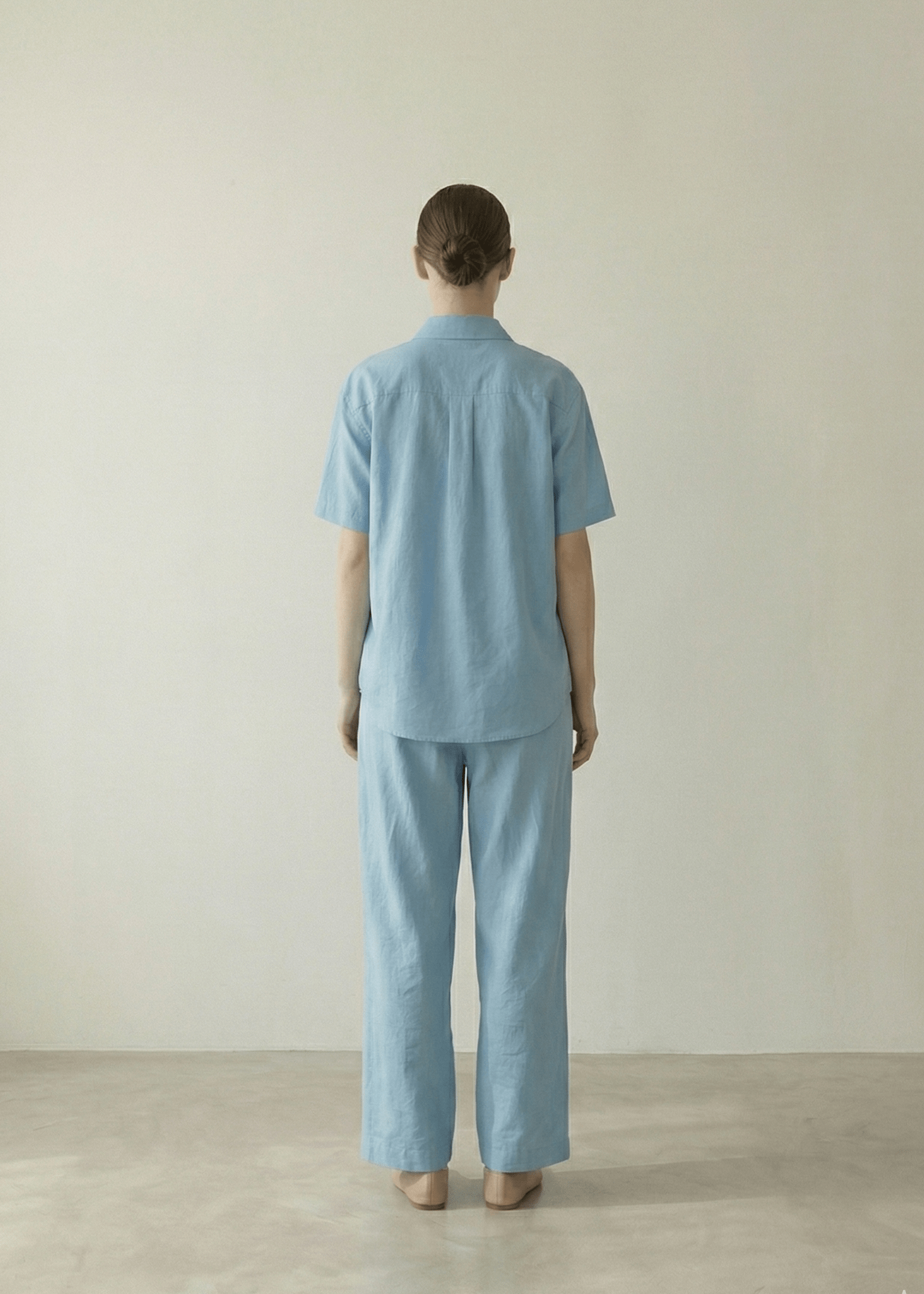 - Ever Lasting - Lino Natural Texture Cotton Set / Fresh Lake Blue (Unisex) - Pajamas - Ever Lasting