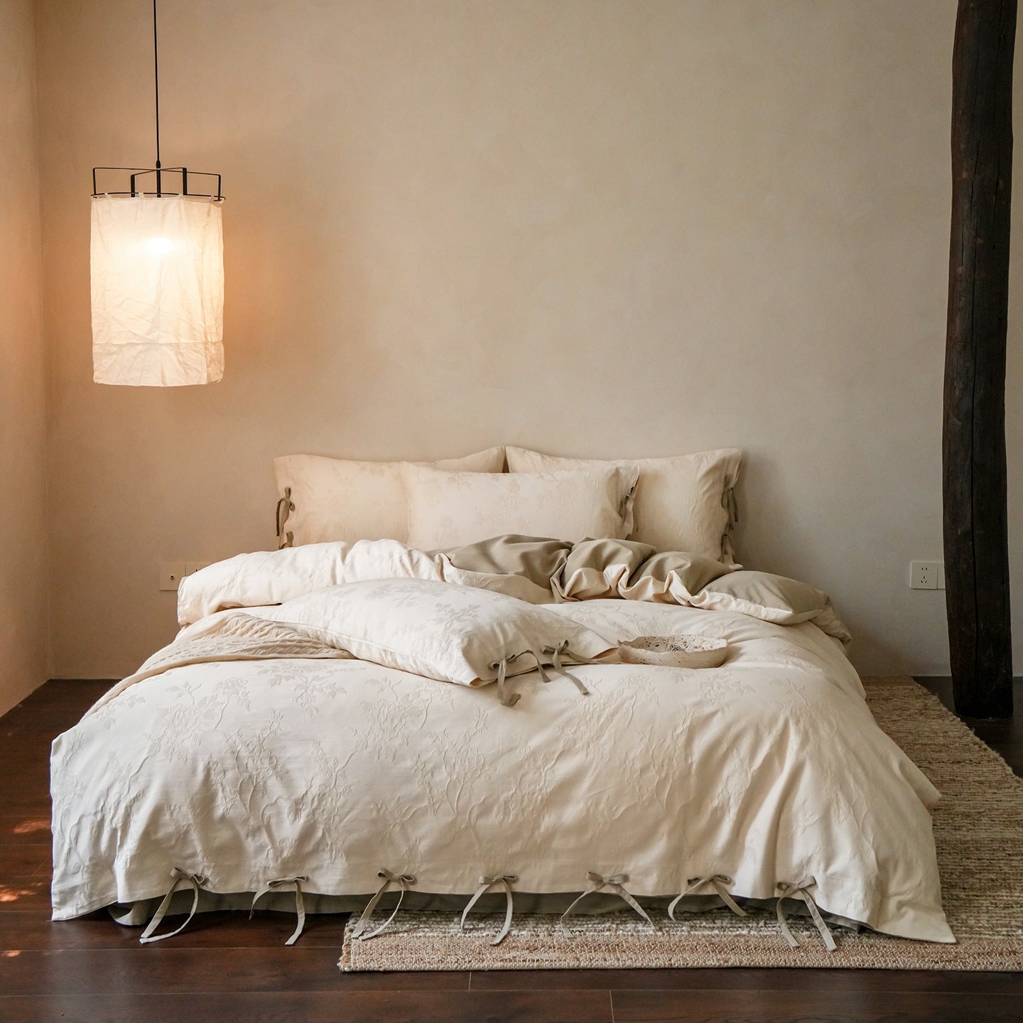 - Ever Lasting - Liora Ribbon Bow Tied Floral Bedding Set / Purple - Bedding Set - Ever Lasting