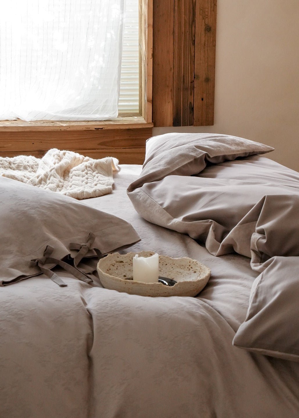 - Ever Lasting - Liora Ribbon Bow Tied Floral Bedding Set / Purple - Bedding Set - Ever Lasting