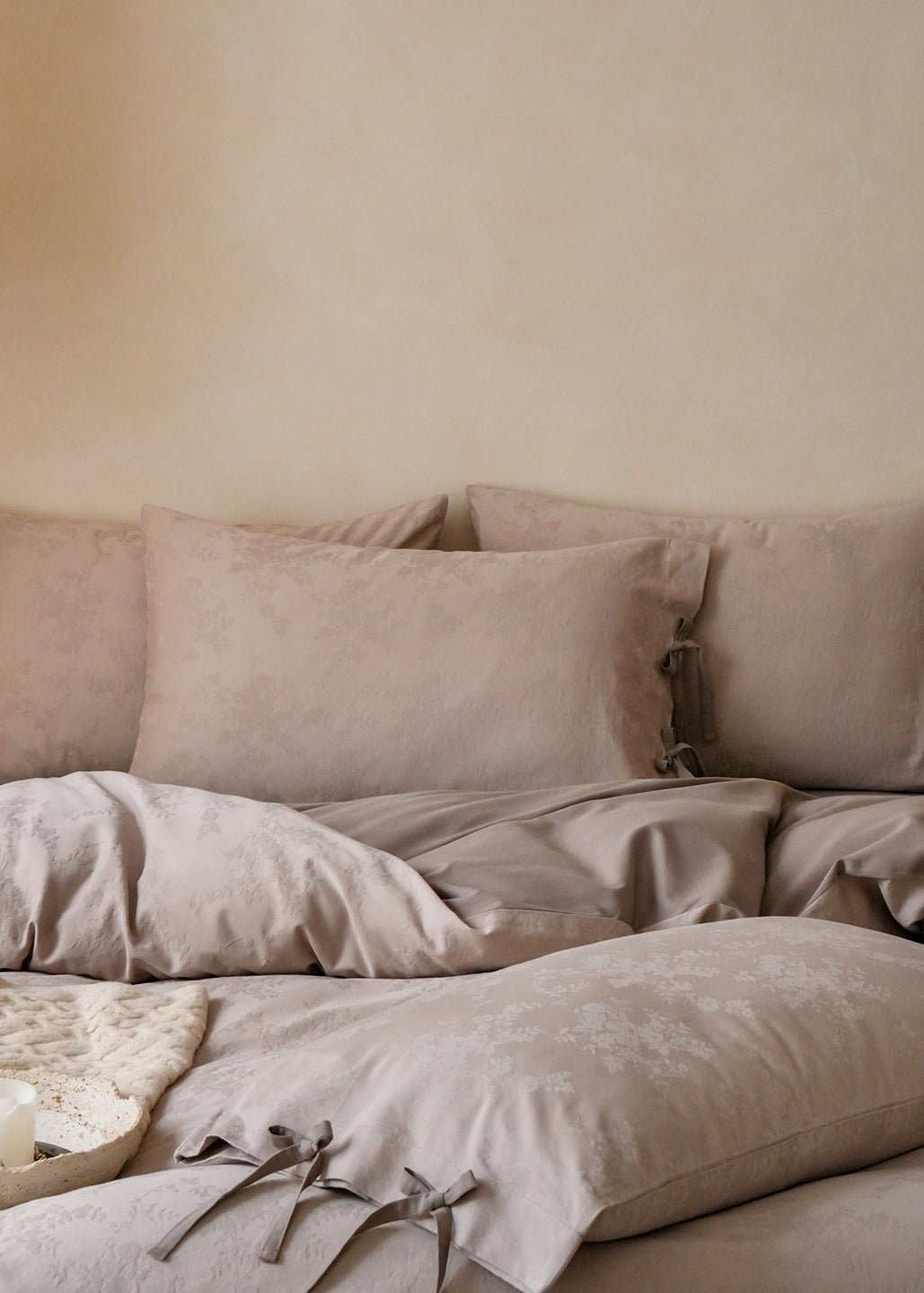 - Ever Lasting - Liora Ribbon Bow Tied Floral Bedding Set / Purple - Bedding Set - Ever Lasting