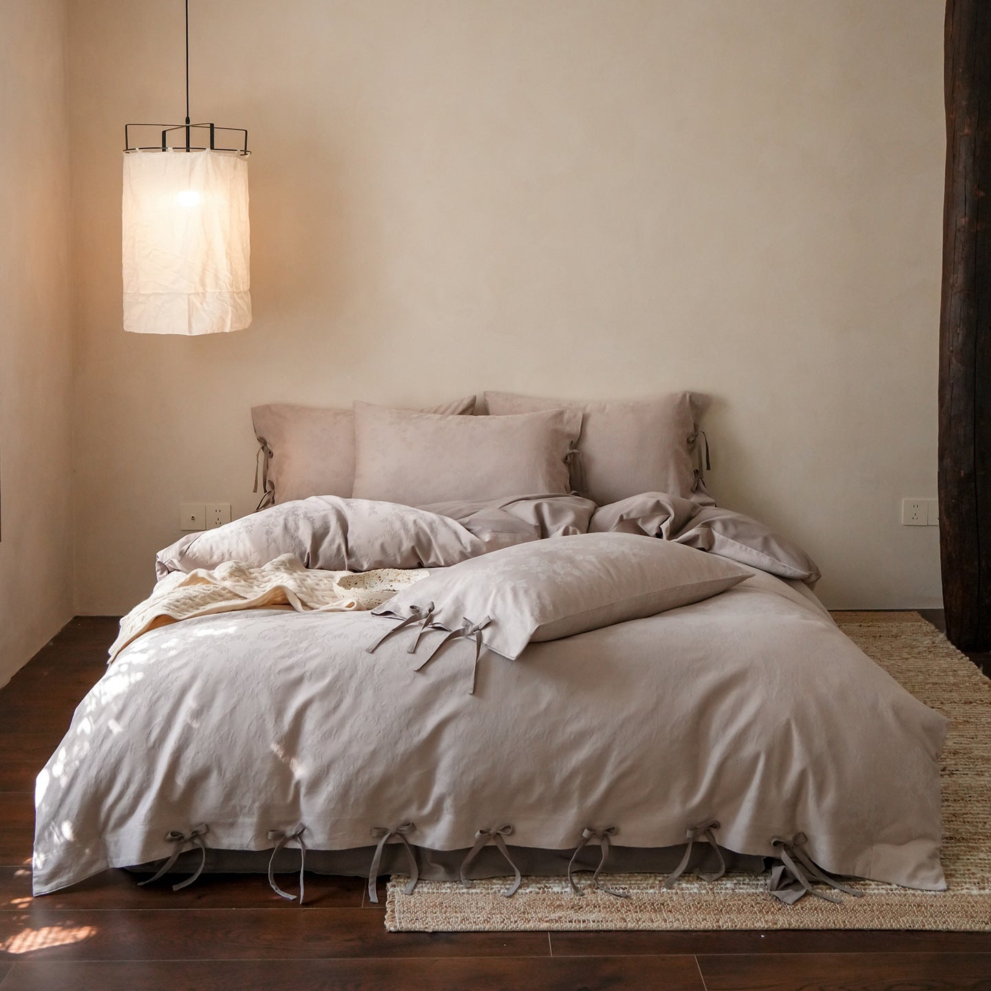 - Ever Lasting - Liora Ribbon Bow Tied Floral Bedding Set / Purple - Bedding Set - Ever Lasting