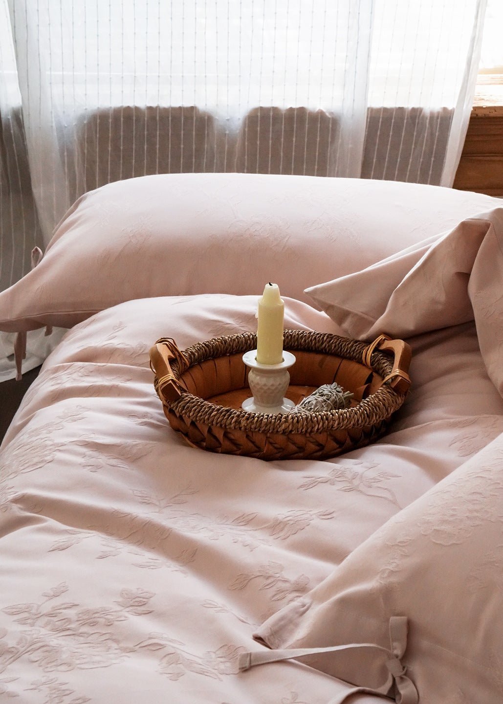 - Ever Lasting - Liora Ribbon Bow Tied Floral Bedding Set / Purple - Bedding Set - Ever Lasting