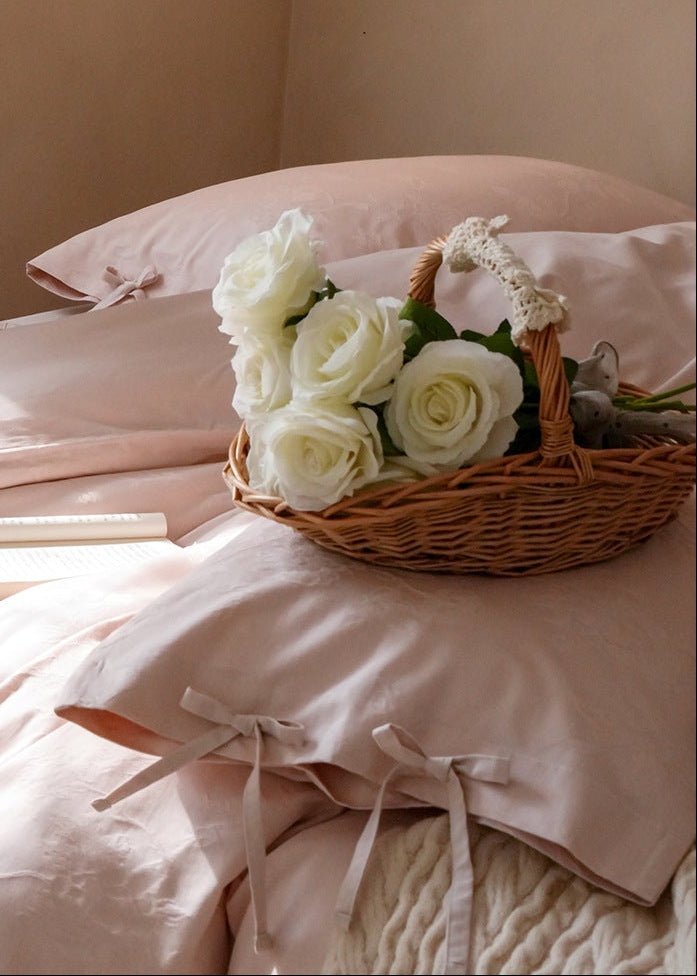 - Ever Lasting - Liora Ribbon Bow Tied Floral Bedding Set / Purple - Bedding Set - Ever Lasting