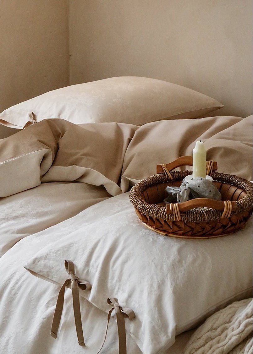 - Ever Lasting - Liora Ribbon Bow Tied Floral Bedding Set / Purple - Bedding Set - Ever Lasting