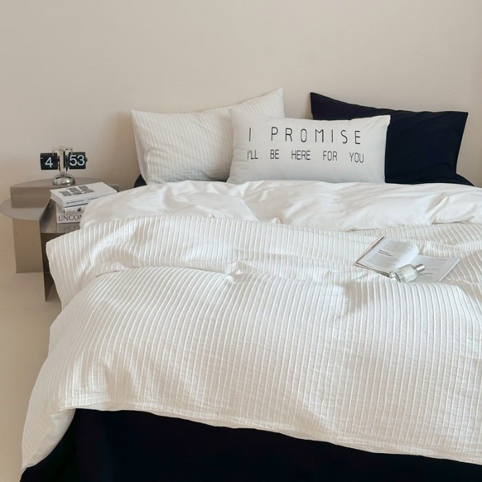 Logan Modern Pleated Striped Bedding Bundle - Ever Lasting