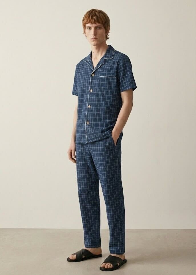 - Ever Lasting - Luca Washed Cotton Plaid Lapel Pajama Set / Pink - Pajama Set - Ever Lasting