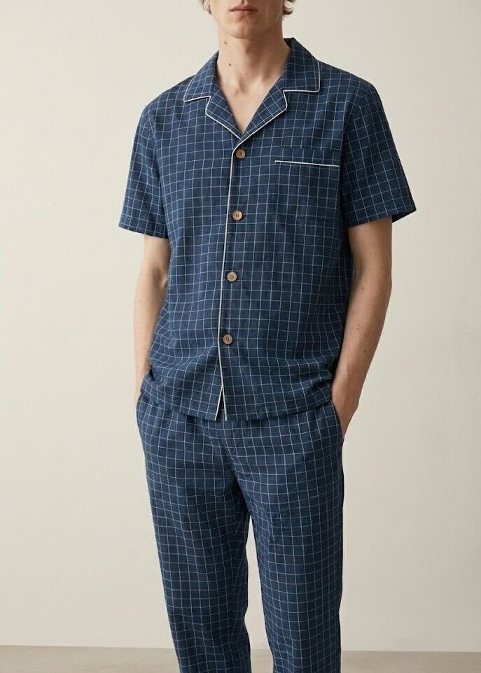 - Ever Lasting - Luca Washed Cotton Plaid Lapel Pajama Set / Pink - Pajama Set - Ever Lasting