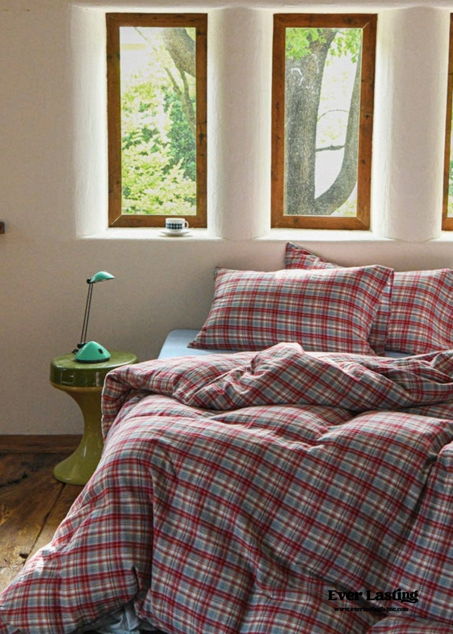 Lucas Gingham Jacquard Bedding Set / Red - Ever Lasting