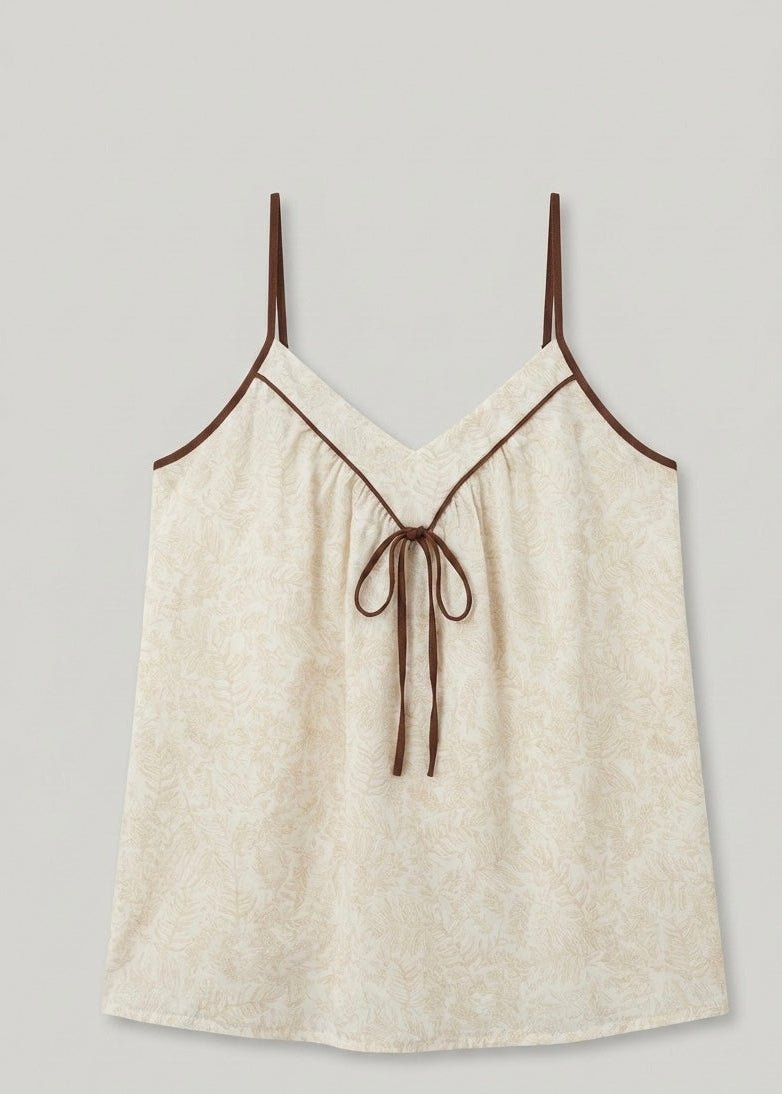 - Ever Lasting - Lucinda Sleeveless Floral Pajama Set / Beige - Pajamas - Ever Lasting