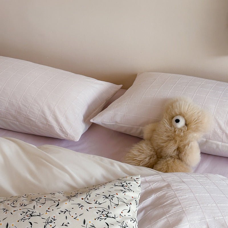 Lucy Gingham Textured Bedding Set / Blue - Ever Lasting