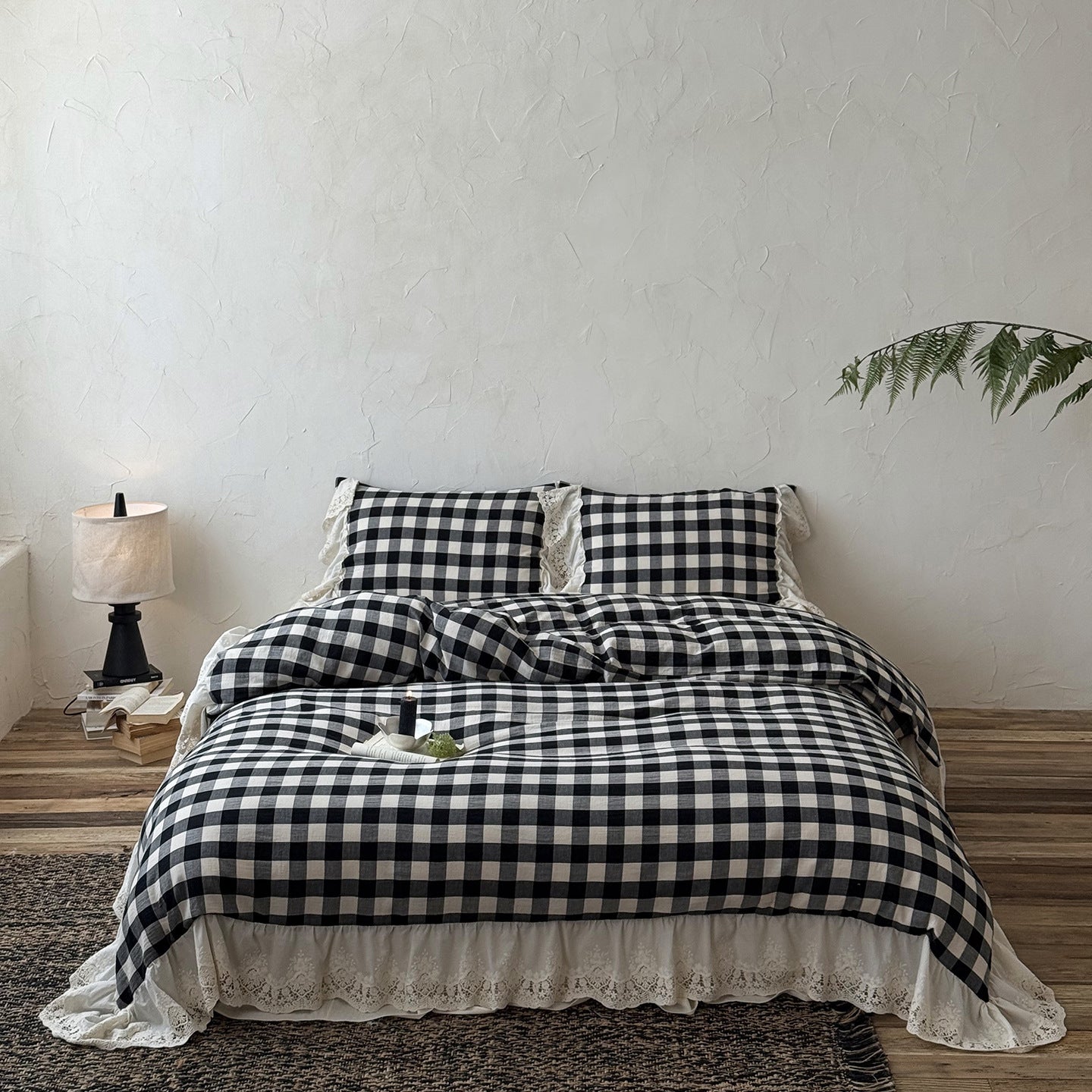 - Ever Lasting - Luna Gingham Lace Ruffle Bedding Bundle - Bedding Bundle - Ever Lasting