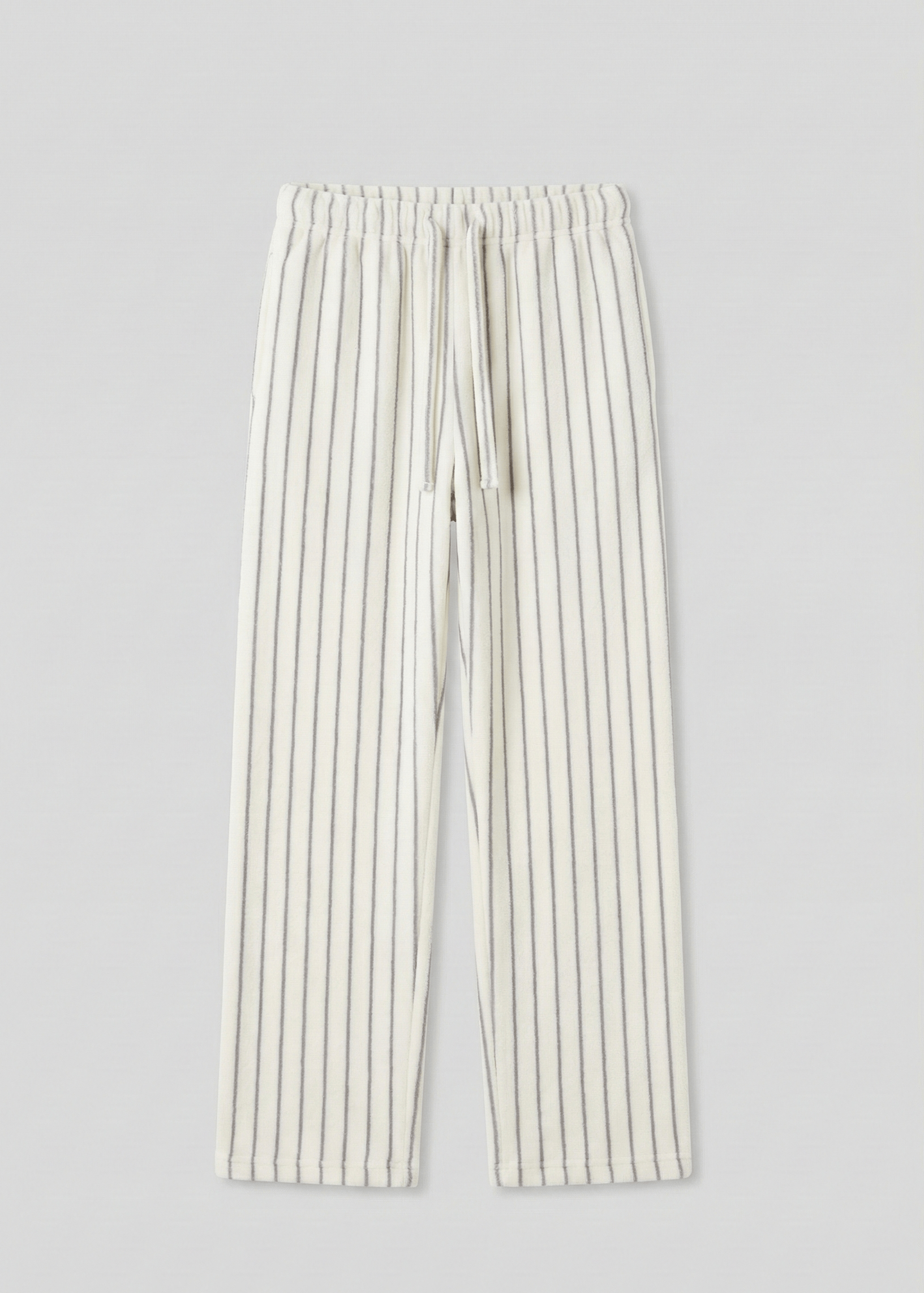 - Ever Lasting - Luna Winter Stripe Hooded Robe & Pants Set / Cream Gray - Robes - Ever Lasting