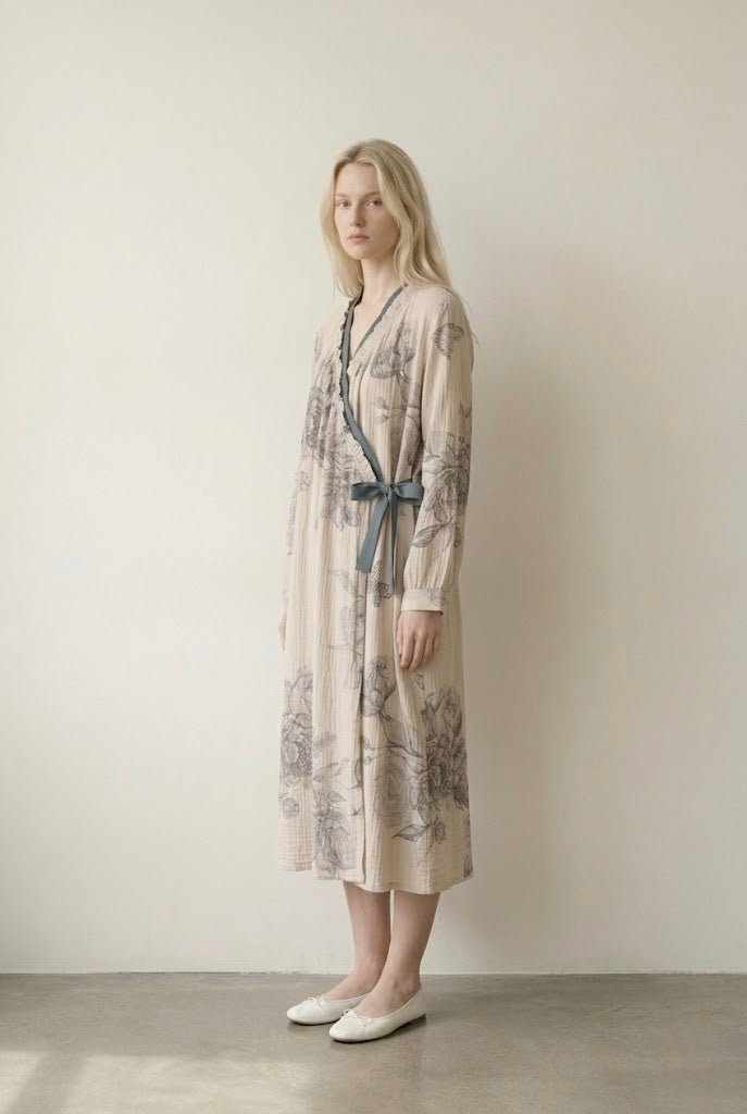 - Ever Lasting - Lunara Floral Long Sleeve Loungewear Dress / Blue - Pajamas - Ever Lasting