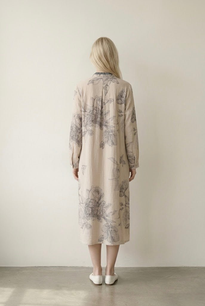 - Ever Lasting - Lunara Floral Long Sleeve Loungewear Dress / Blue - Pajamas - Ever Lasting