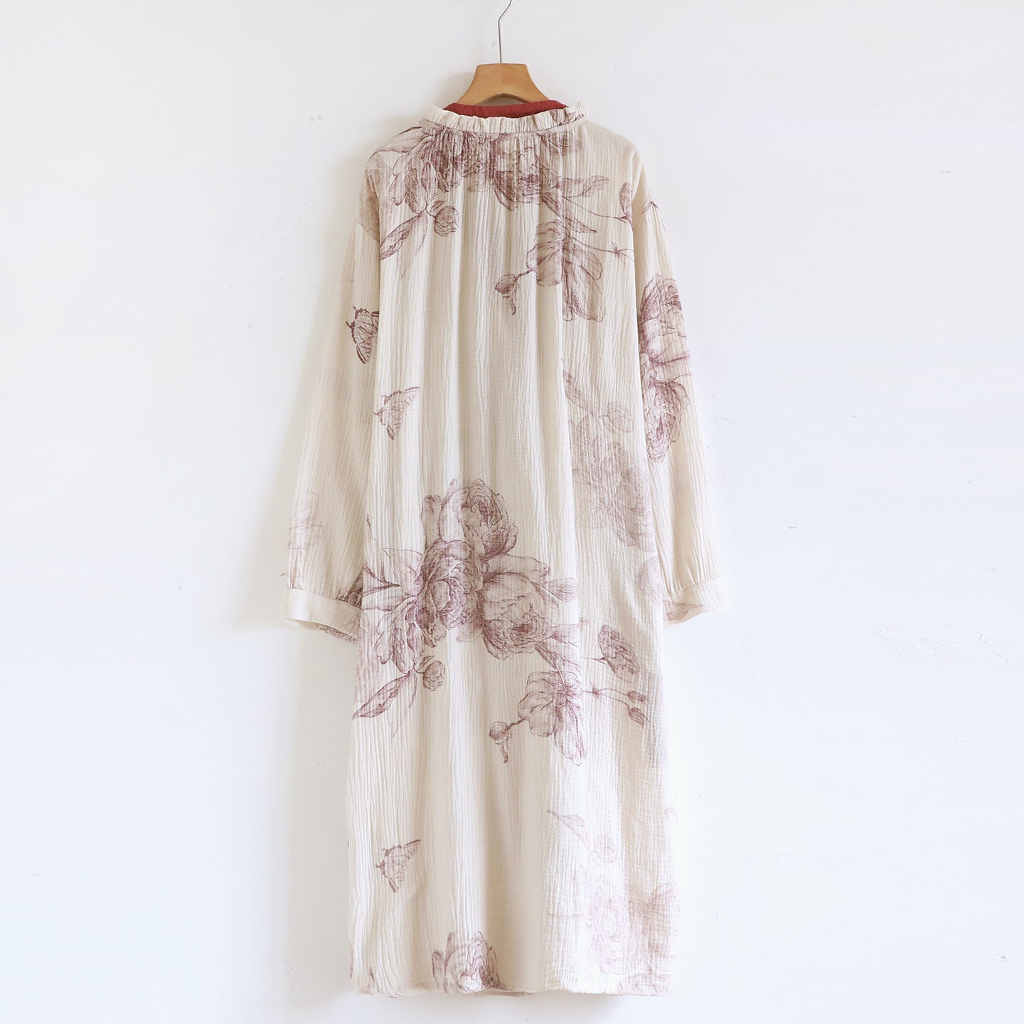 - Ever Lasting - Lunara Floral Long Sleeve Loungewear Dress / Red - Pajamas - Ever Lasting