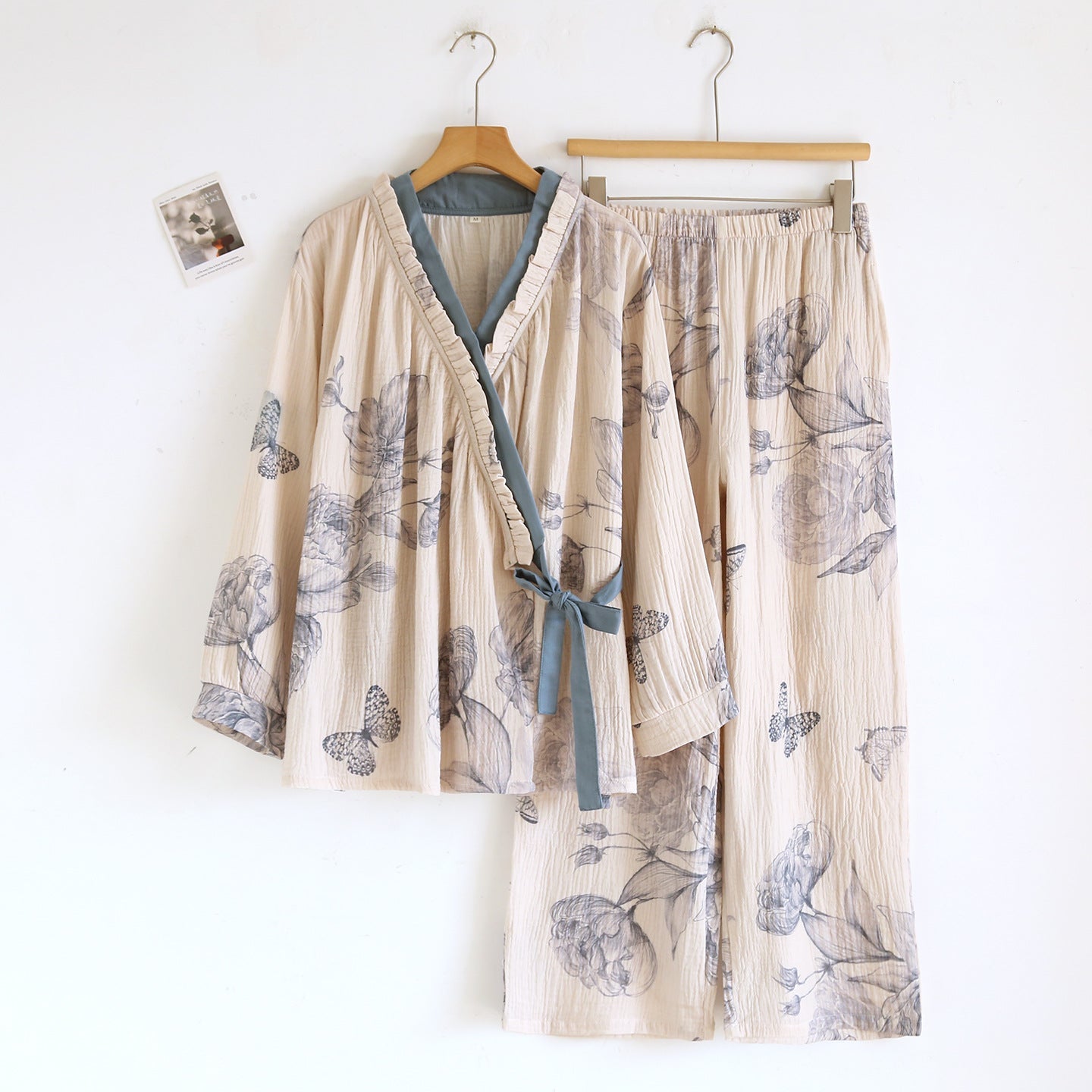 - Ever Lasting - Lunara Floral Long Sleeve Pajama Set / Blue - Pajamas - Ever Lasting