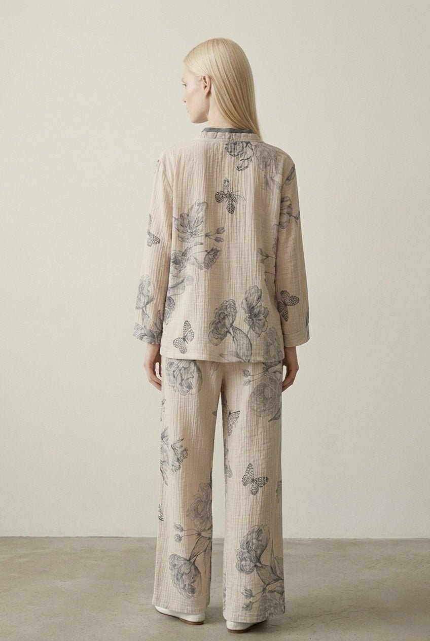 - Ever Lasting - Lunara Floral Long Sleeve Pajama Set / Blue - Pajamas - Ever Lasting