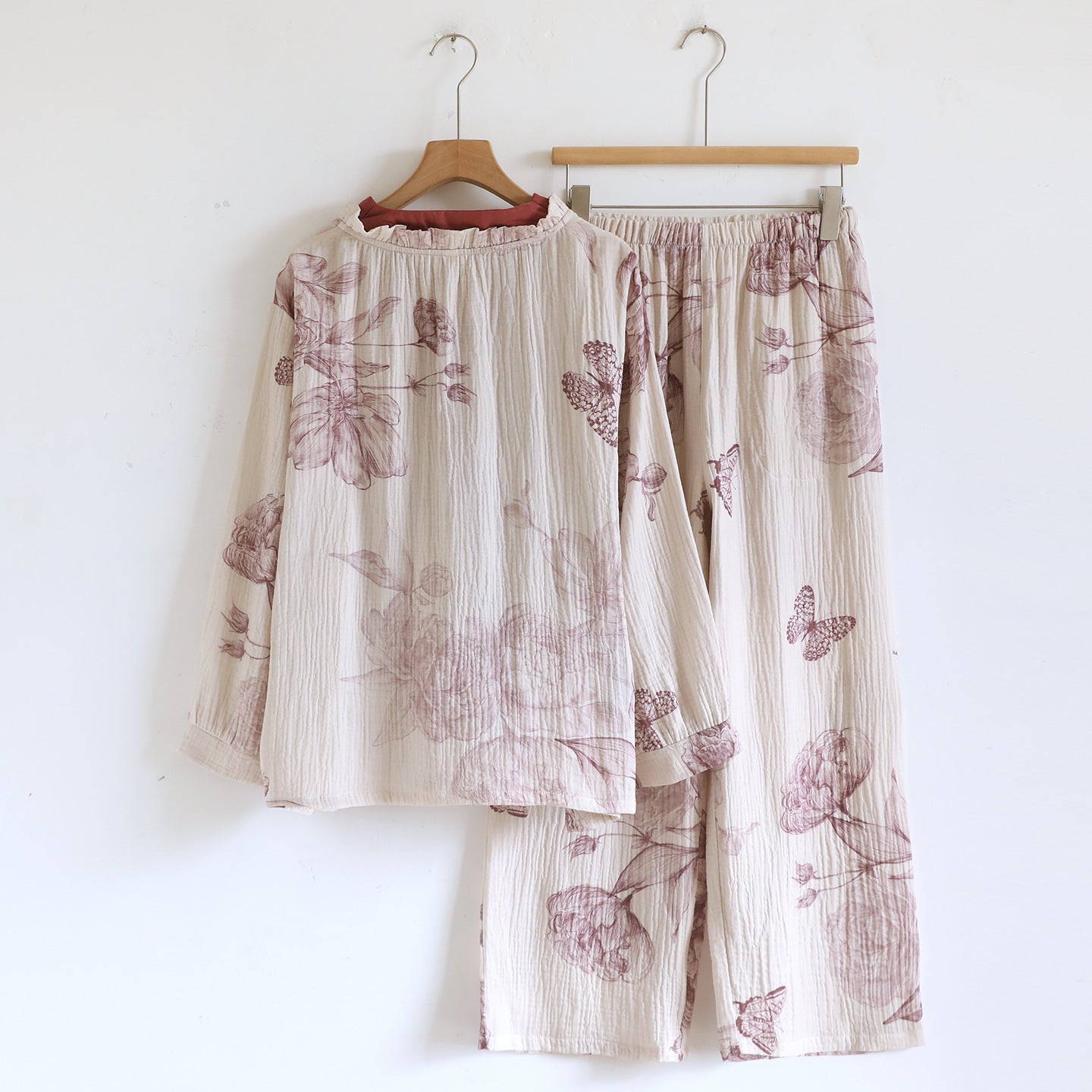 - Ever Lasting - Lunara Floral Long Sleeve Pajama Set / Blue - Pajamas - Ever Lasting