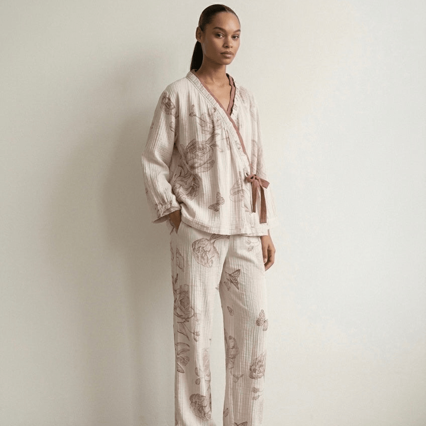 - Ever Lasting - Lunara Floral Long Sleeve Pajama Set / Red - Pajamas - Ever Lasting