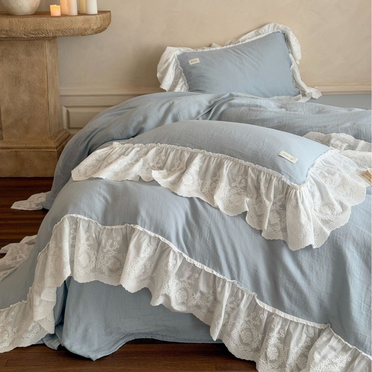 Macaroon French Lace Ruffled Bedding Set / Purple - Ever Lasting
