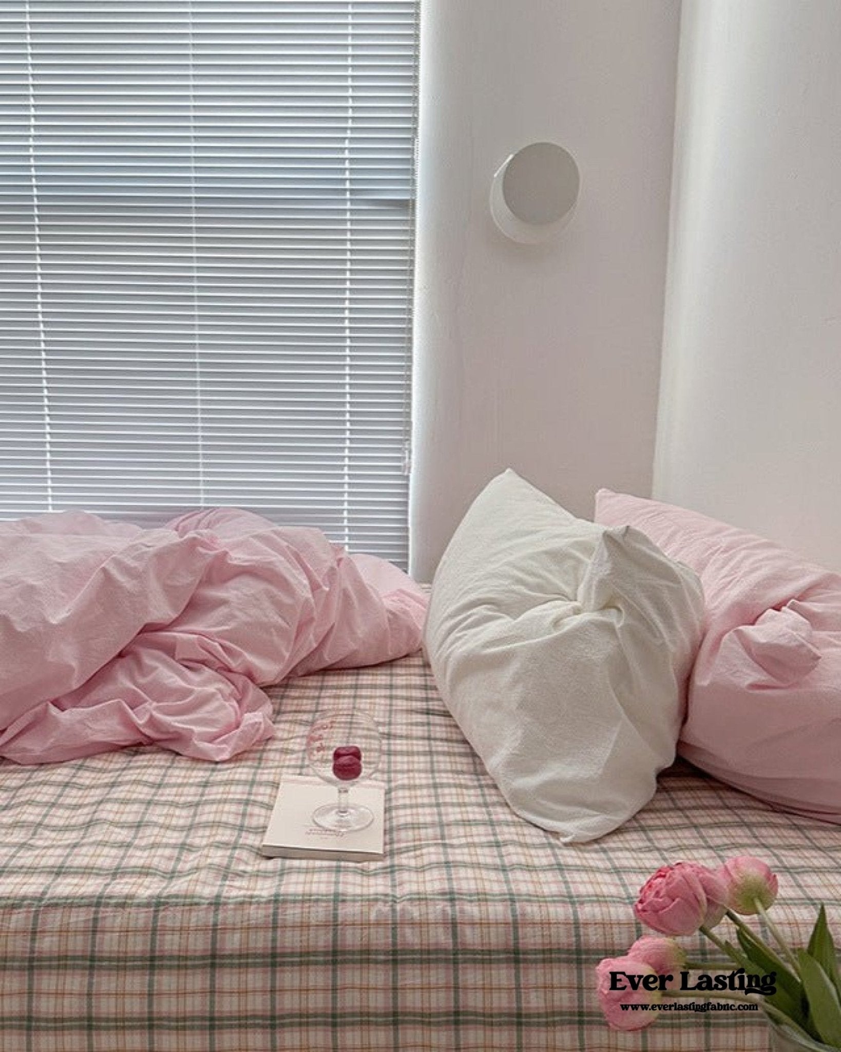 Maisie Soft Pink Plaid Bedding Set - Ever Lasting