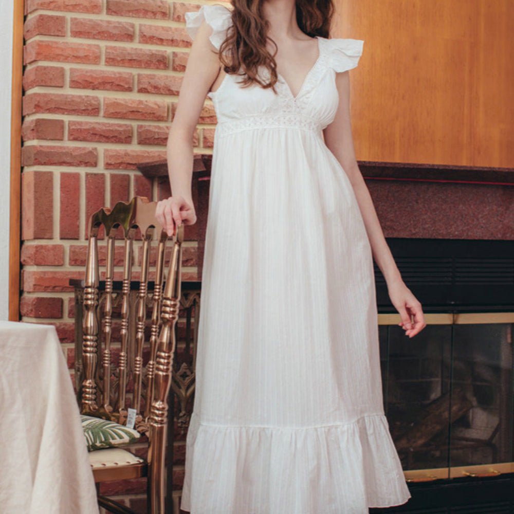 Margaret Fairy Dress with Ruffle Sleeves / White - Ever Lasting