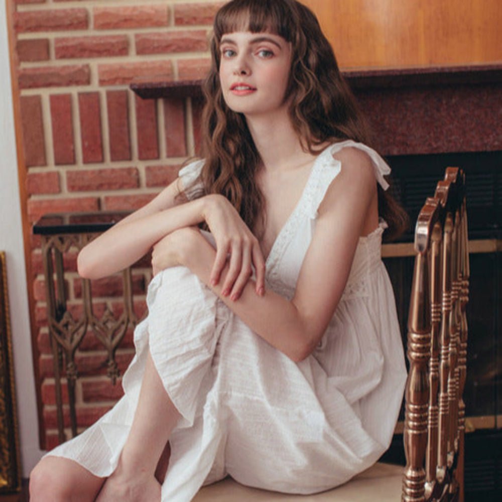 Margaret Fairy Dress with Ruffle Sleeves / White - Ever Lasting