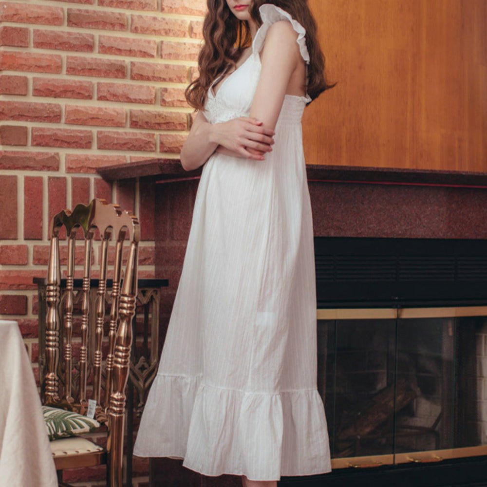 Margaret Fairy Dress with Ruffle Sleeves / White - Ever Lasting