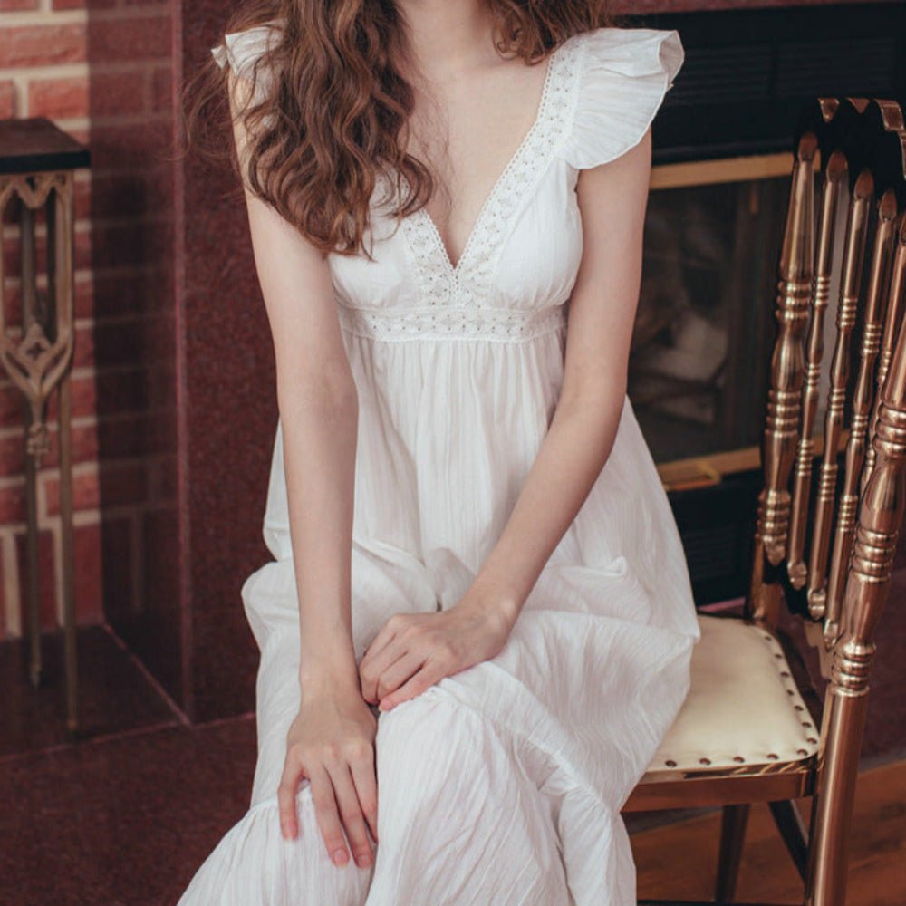 Margaret Fairy Dress with Ruffle Sleeves / White - Ever Lasting