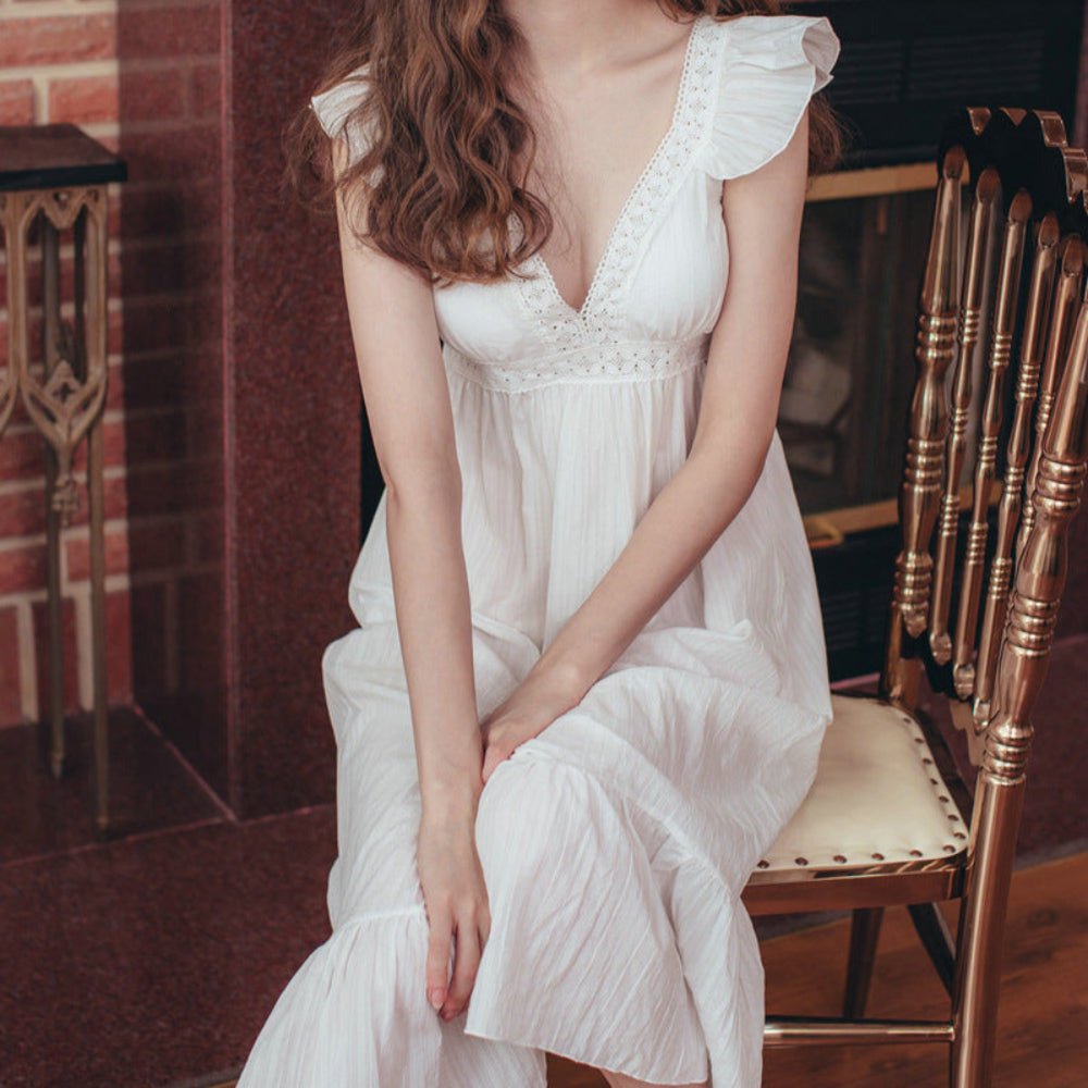 Margaret Fairy Dress with Ruffle Sleeves / White - Ever Lasting