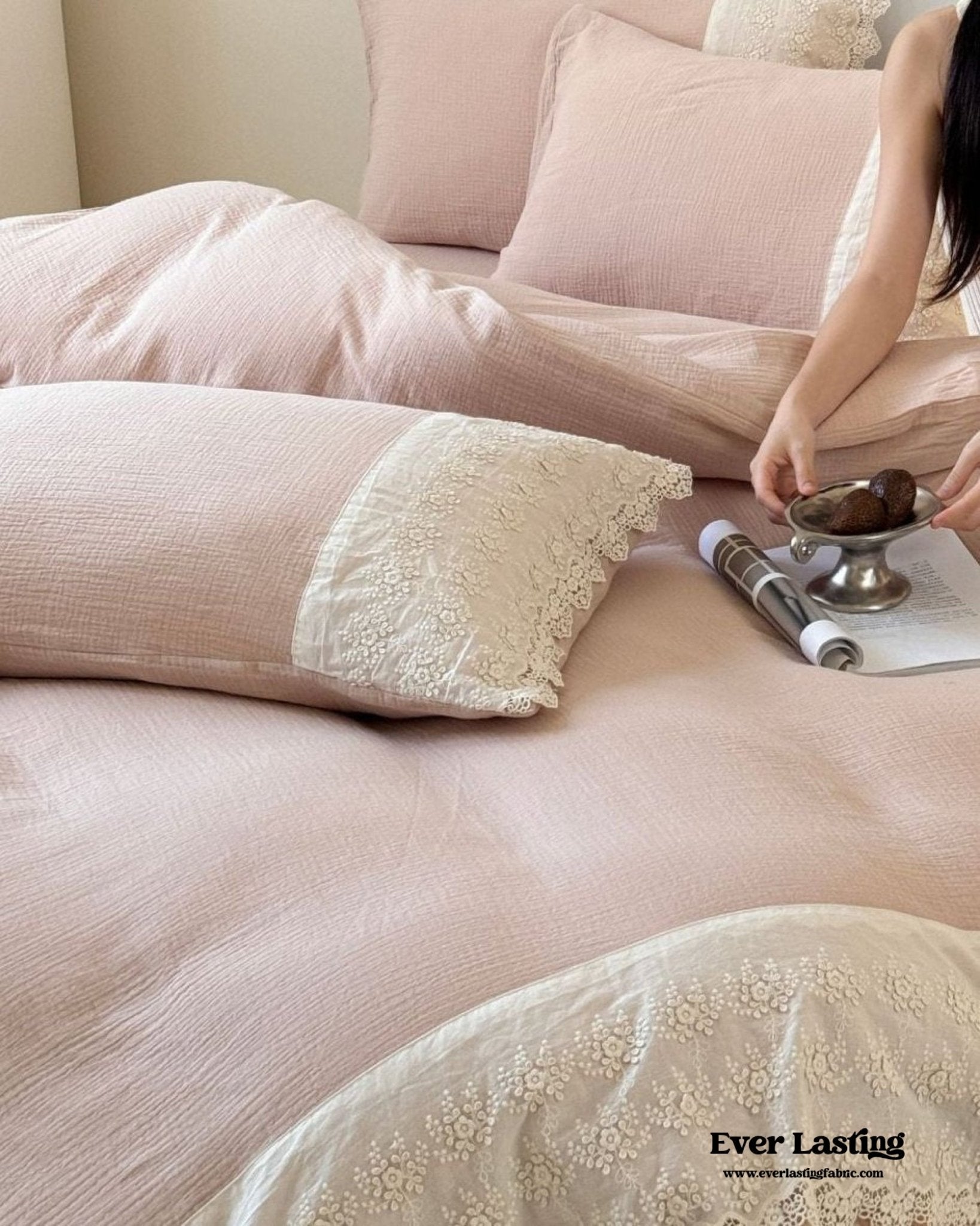 Margaux Lace Double Gauze Bedding Bundle - Ever Lasting