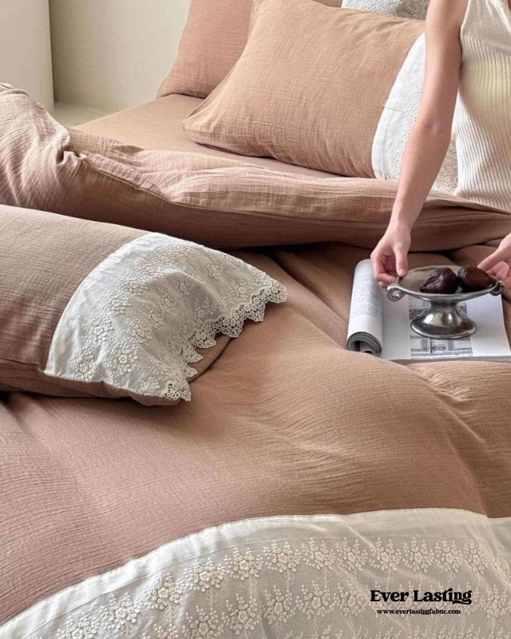 Margaux Lace Double Gauze Bedding Bundle - Ever Lasting