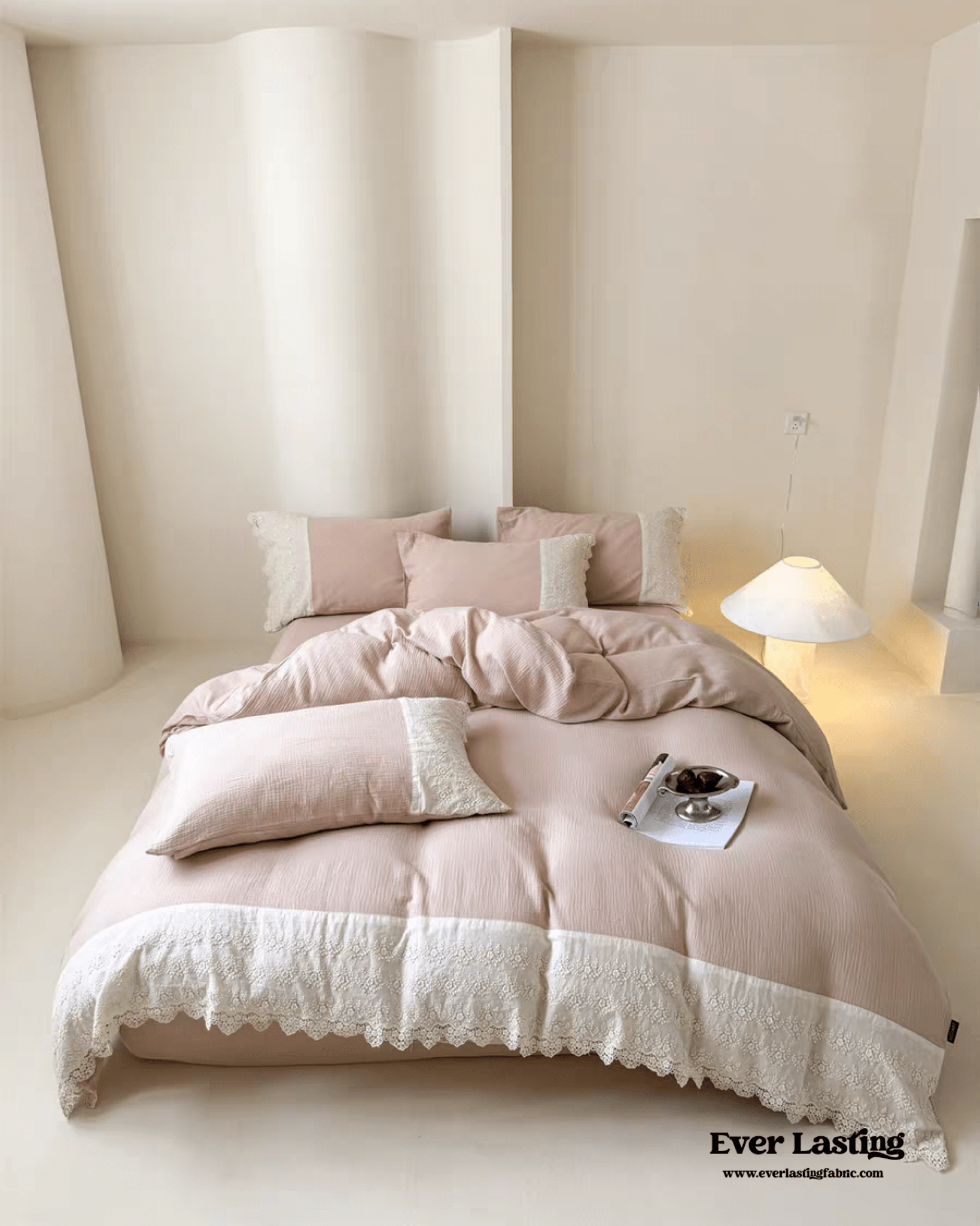 Margaux Lace Double Gauze Bedding Set / Sage Green - Ever Lasting