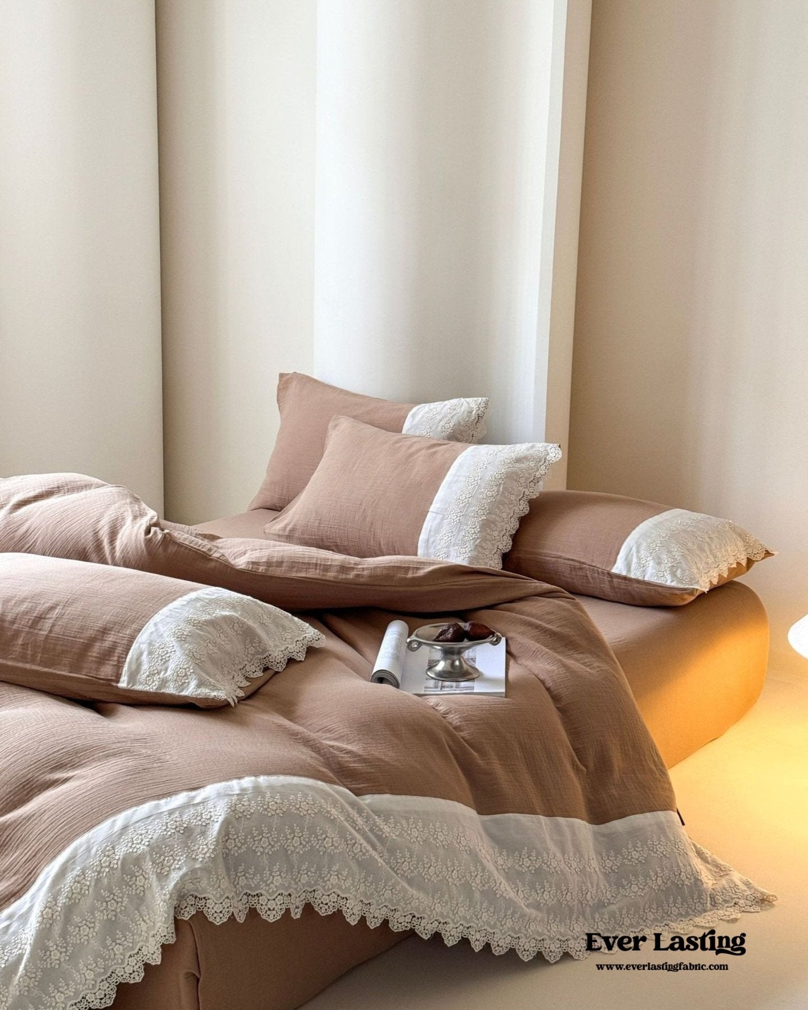 Margaux Lace Double Gauze Bedding Set / Sage Green - Ever Lasting