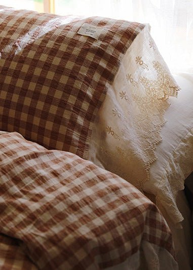 - Ever Lasting - Marie Gingham Lace Ruffle Bedding Bundle - Bedding Bundle - Ever Lasting
