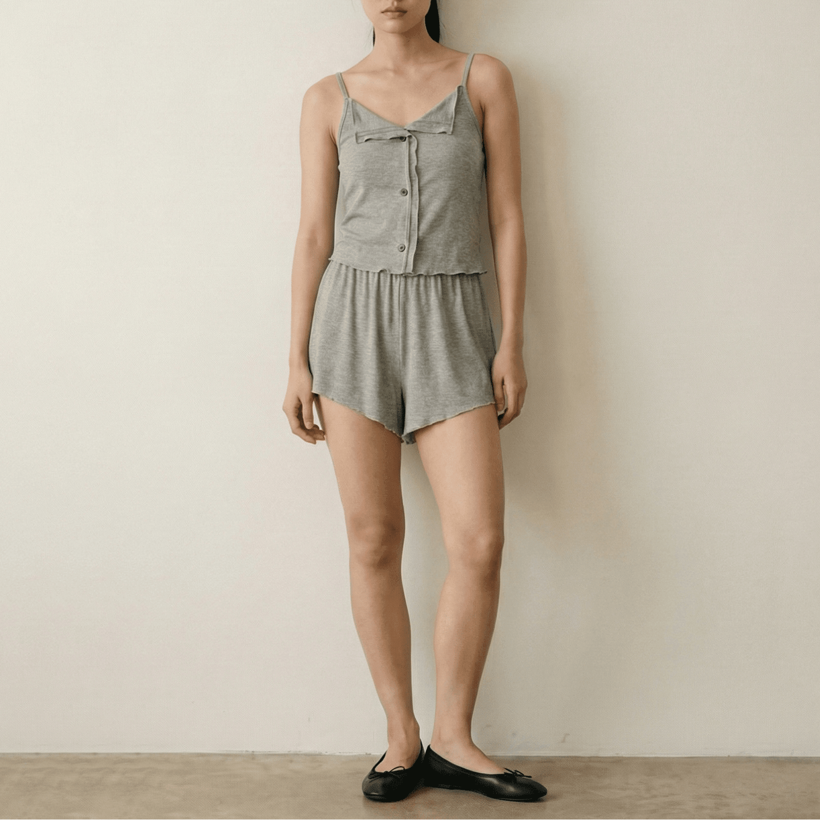 - Ever Lasting - Marlowe Sling V - Neck Pajama Set / Gray - Pajamas - Ever Lasting