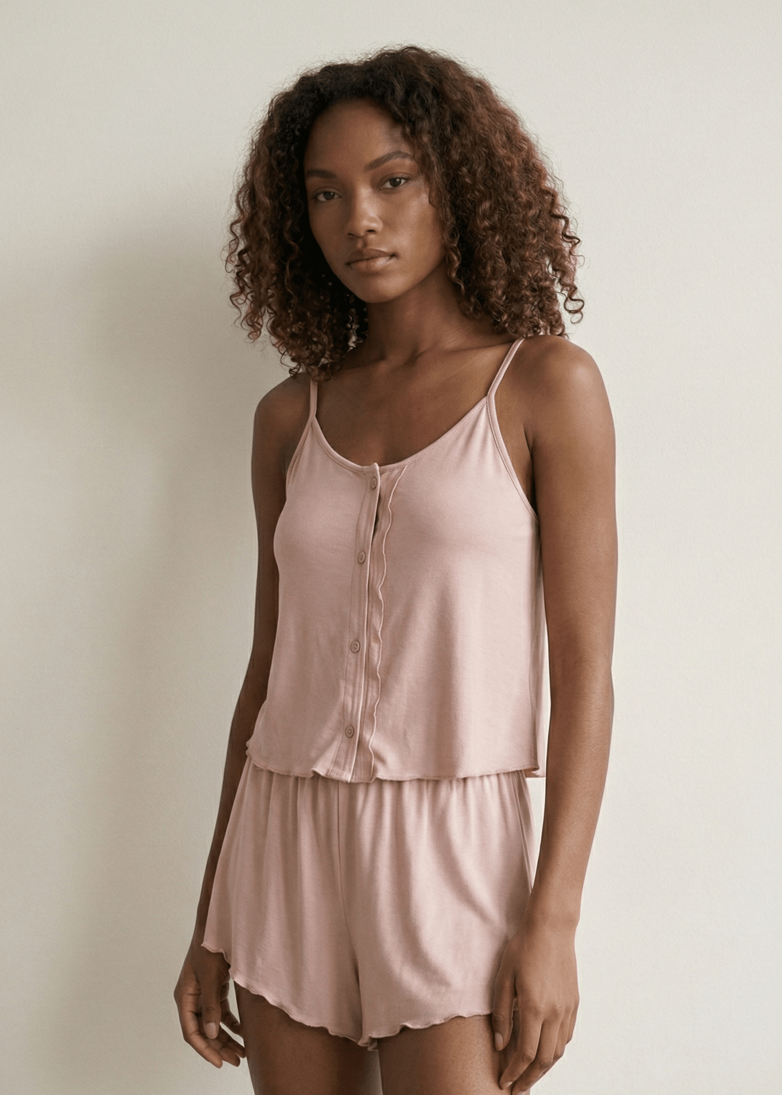 - Ever Lasting - Marlowe Sling V - Neck Pajama Set / White - Pajamas - Ever Lasting