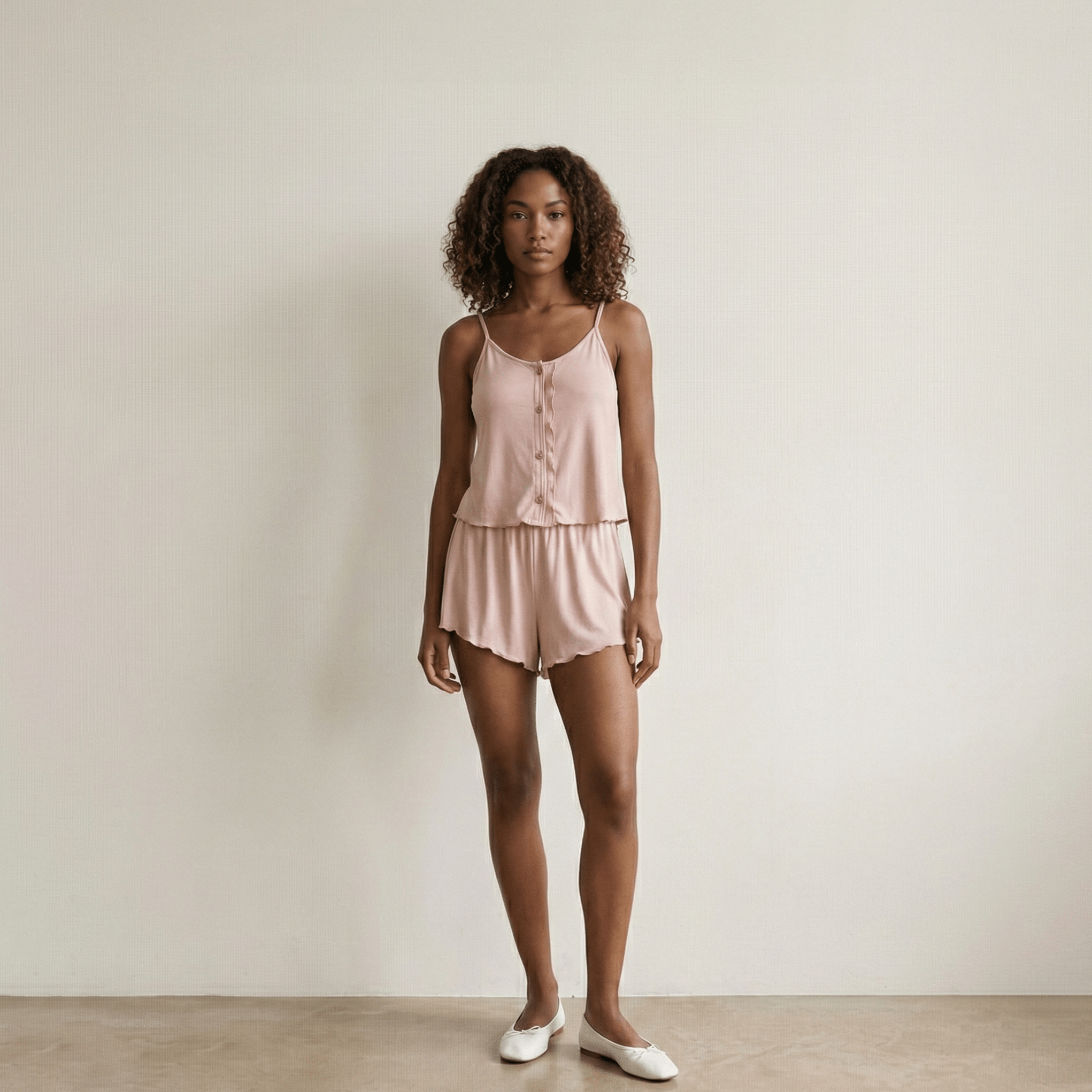 - Ever Lasting - Marlowe Sling V - Neck Pajama Set / White - Pajamas - Ever Lasting