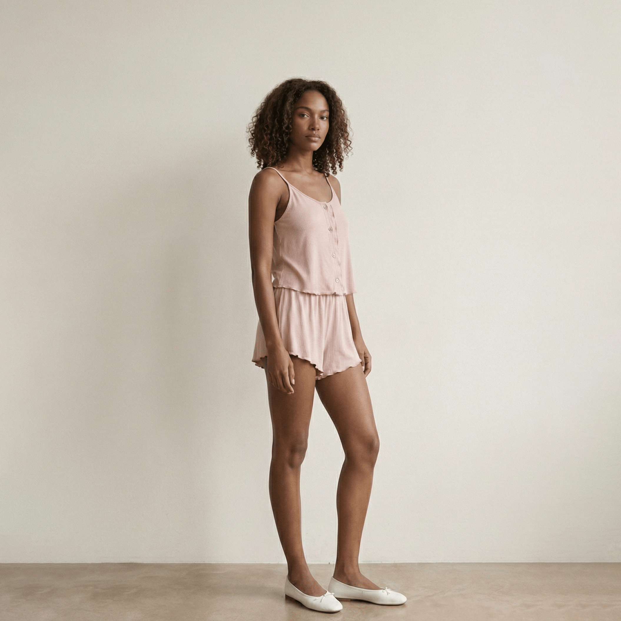 - Ever Lasting - Marlowe Sling V - Neck Pajama Set / White - Pajamas - Ever Lasting