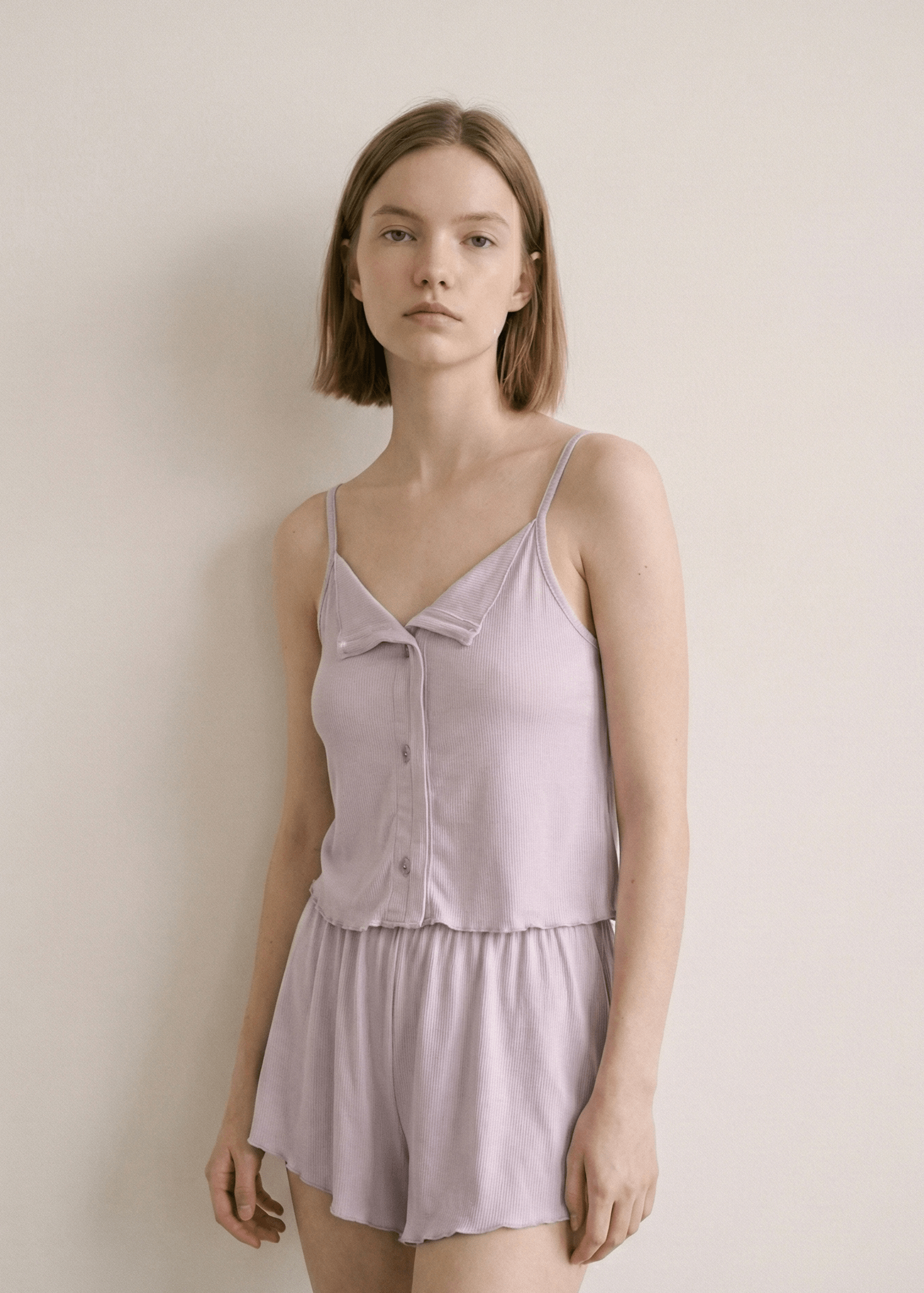 - Ever Lasting - Marlowe Sling V - Neck Pajama Set / White - Pajamas - Ever Lasting