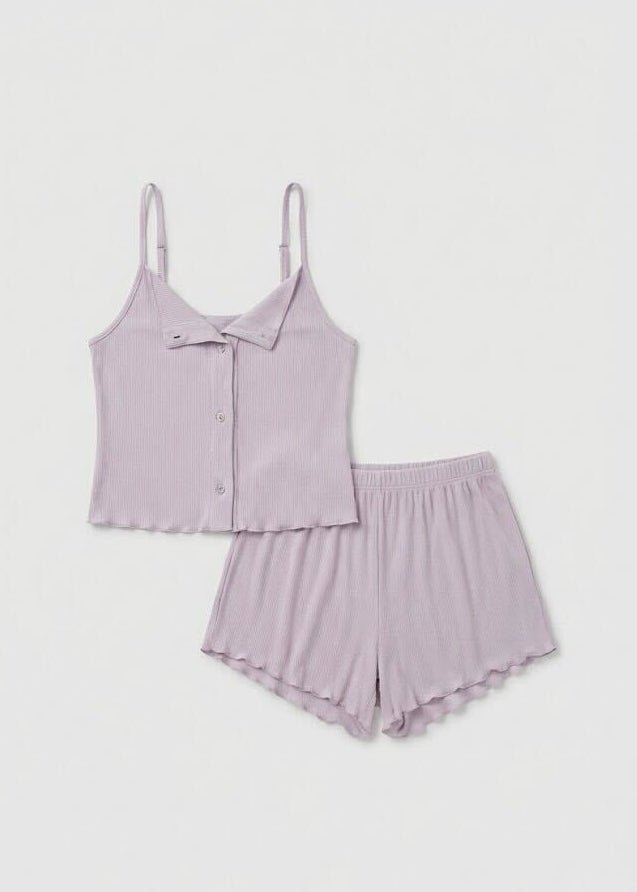 - Ever Lasting - Marlowe Sling V - Neck Pajama Set / White - Pajamas - Ever Lasting