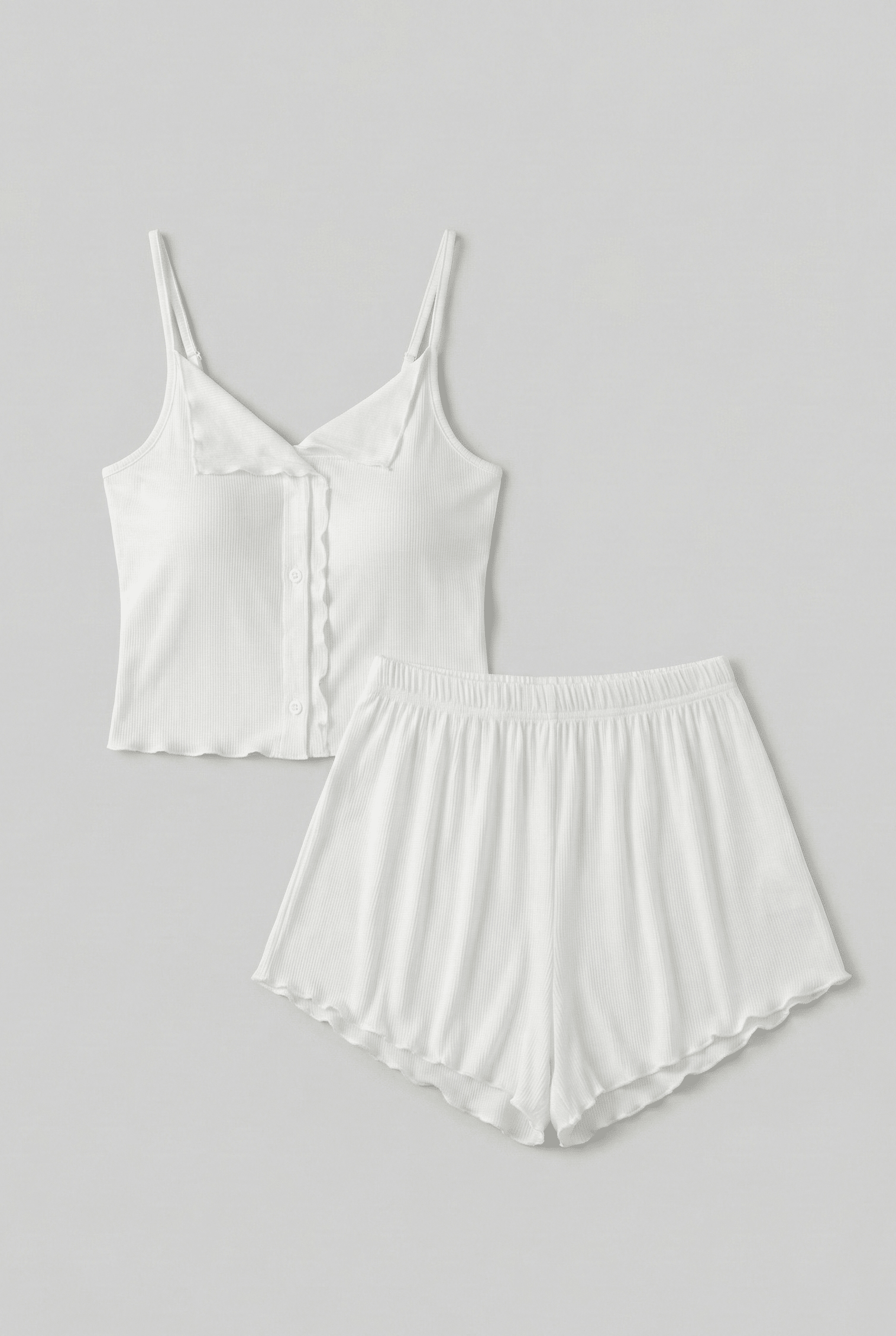 - Ever Lasting - Marlowe Sling V - Neck Pajama Set / White - Pajamas - Ever Lasting