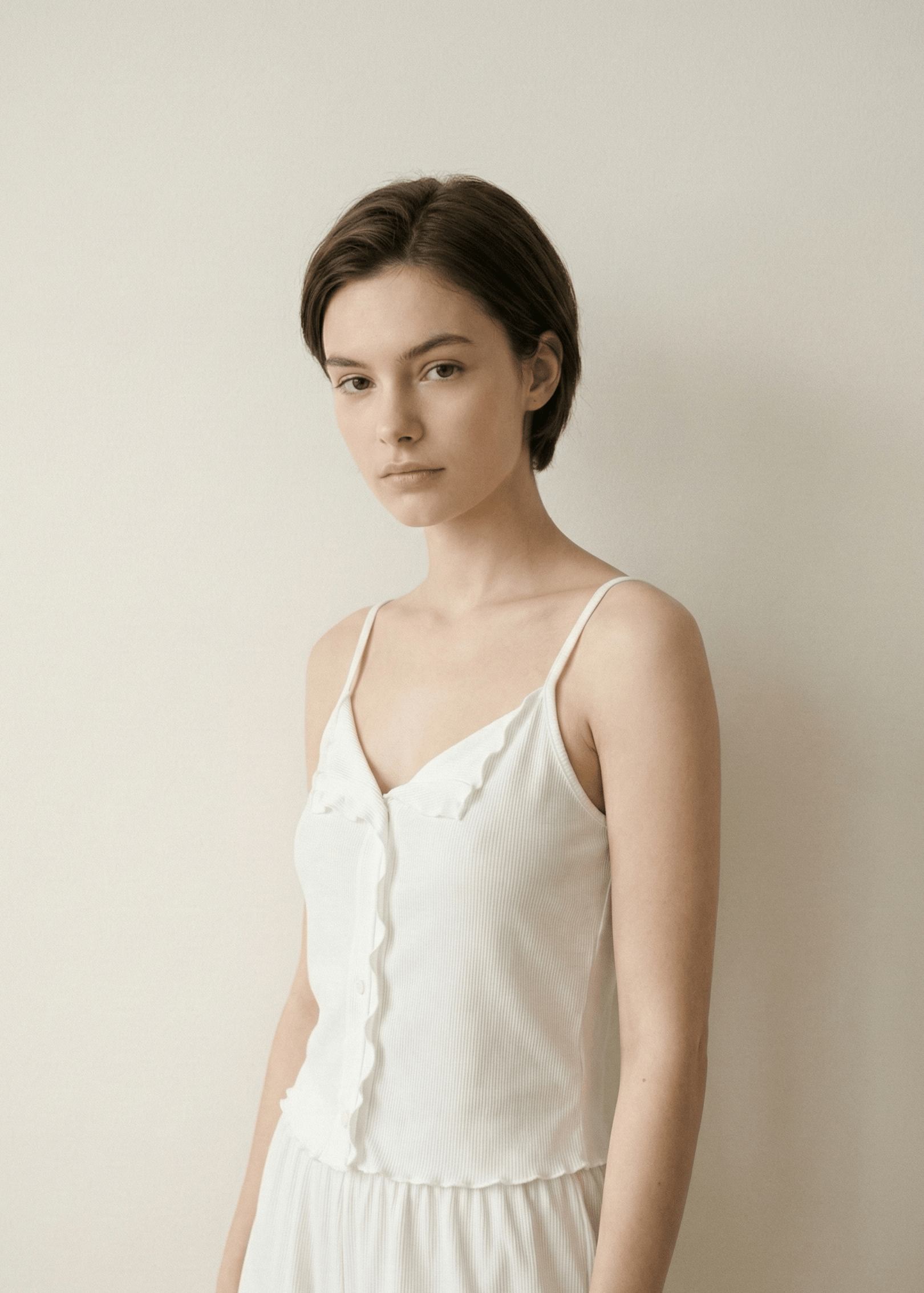 - Ever Lasting - Marlowe Sling V - Neck Pajama Set / White - Pajamas - Ever Lasting