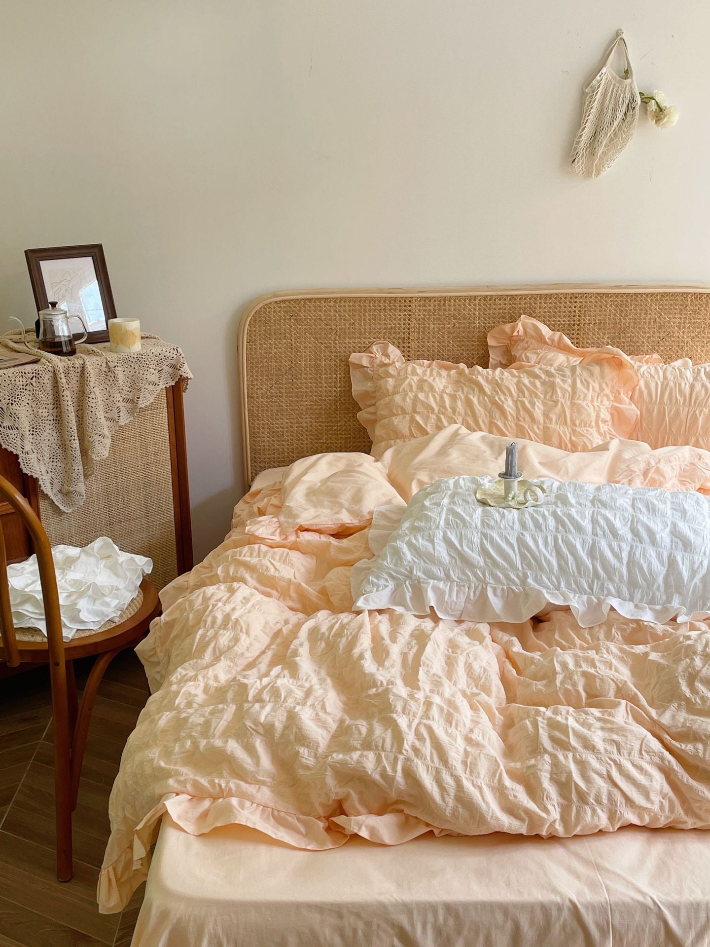 - Ever Lasting - Marshmallow Puff Ruffle Bedding Set / White - Bedding Set - Ever Lasting