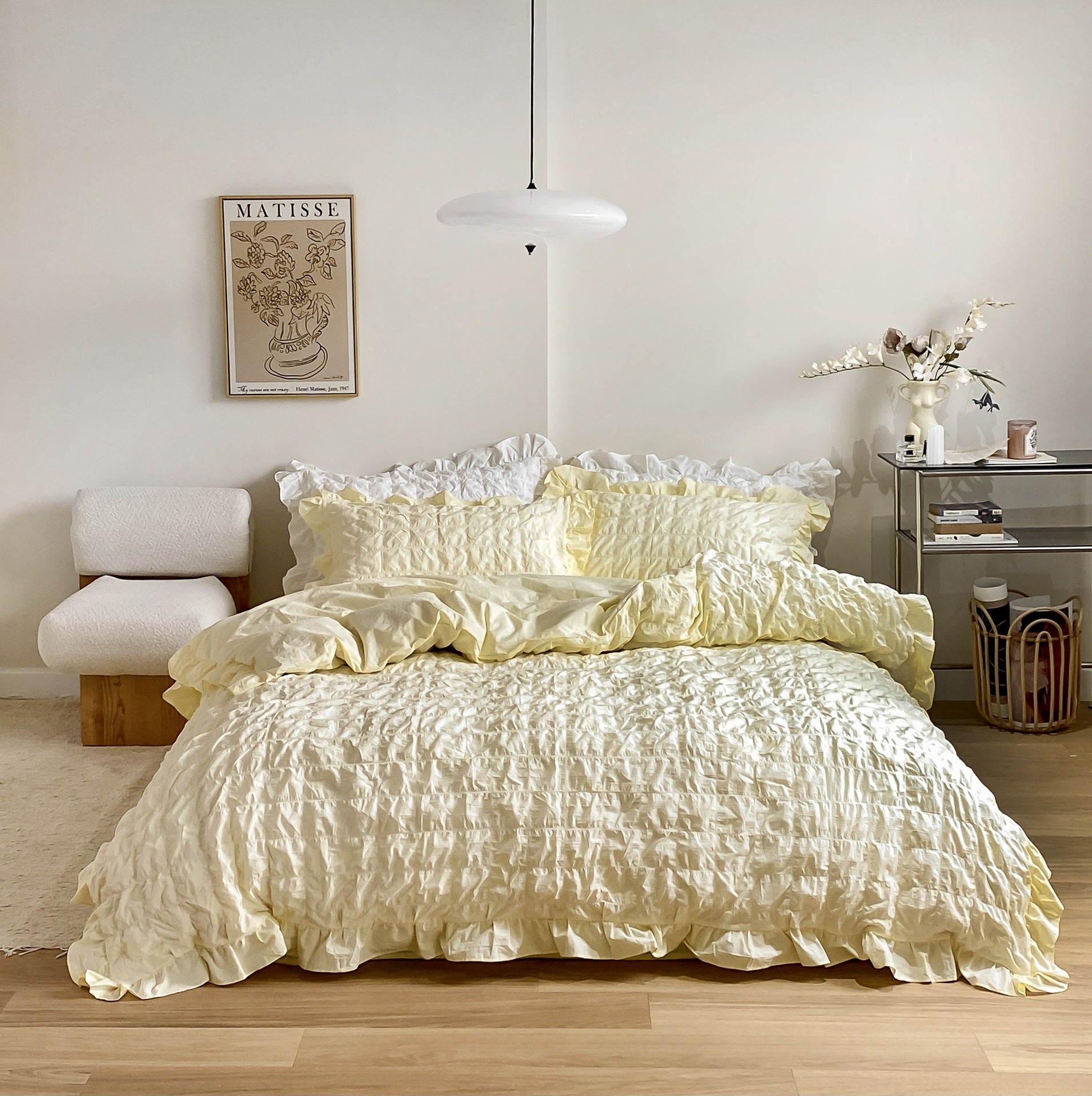 - Ever Lasting - Marshmallow Puff Ruffle Bedding Set / White - Bedding Set - Ever Lasting