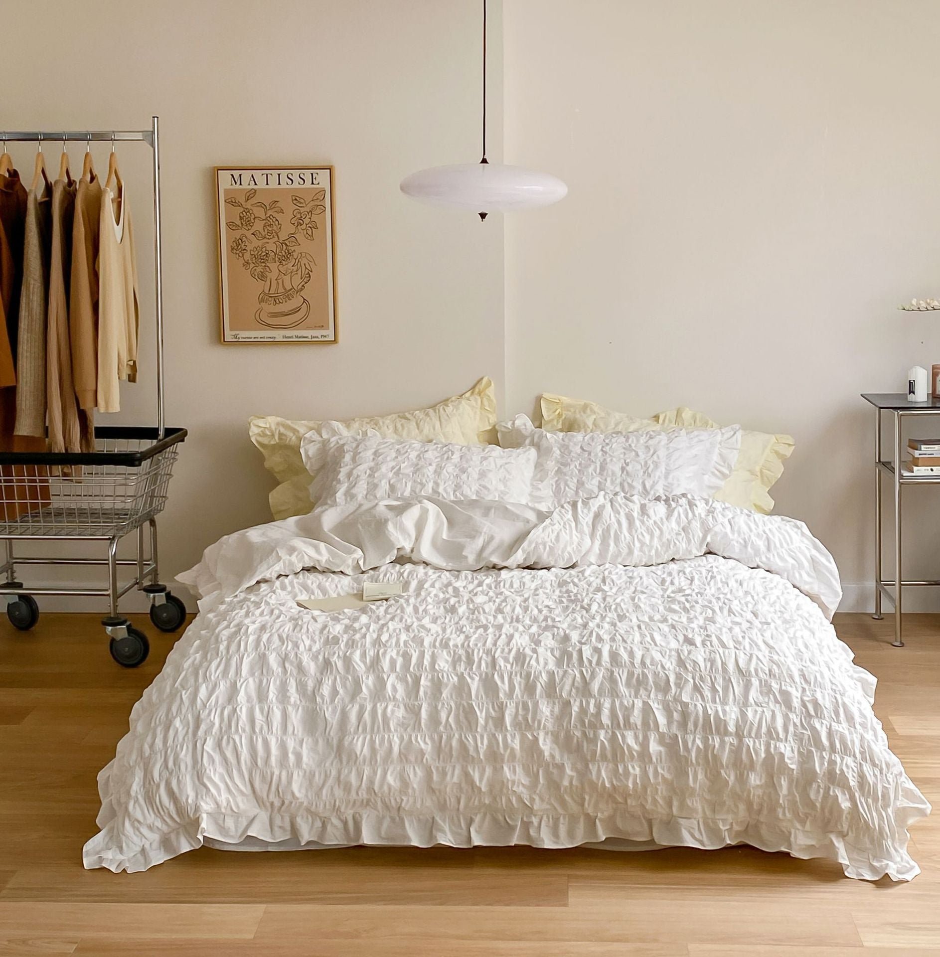 - Ever Lasting - Marshmallow Puff Ruffle Bedding Set / Yellow - Bedding Set - Ever Lasting