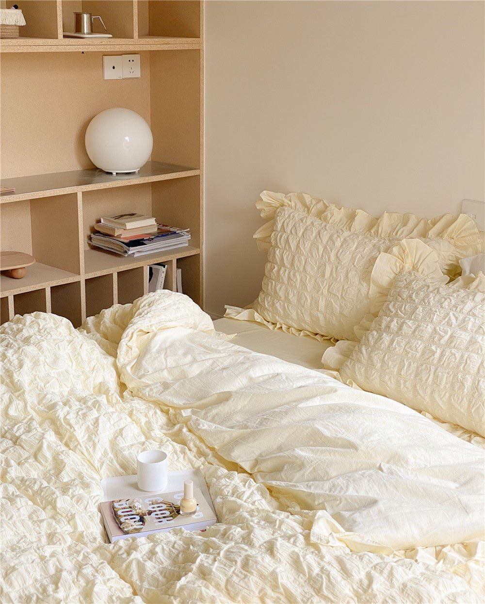 - Ever Lasting - Marshmallow Puff Ruffle Bedding Set / Yellow - Bedding Set - Ever Lasting