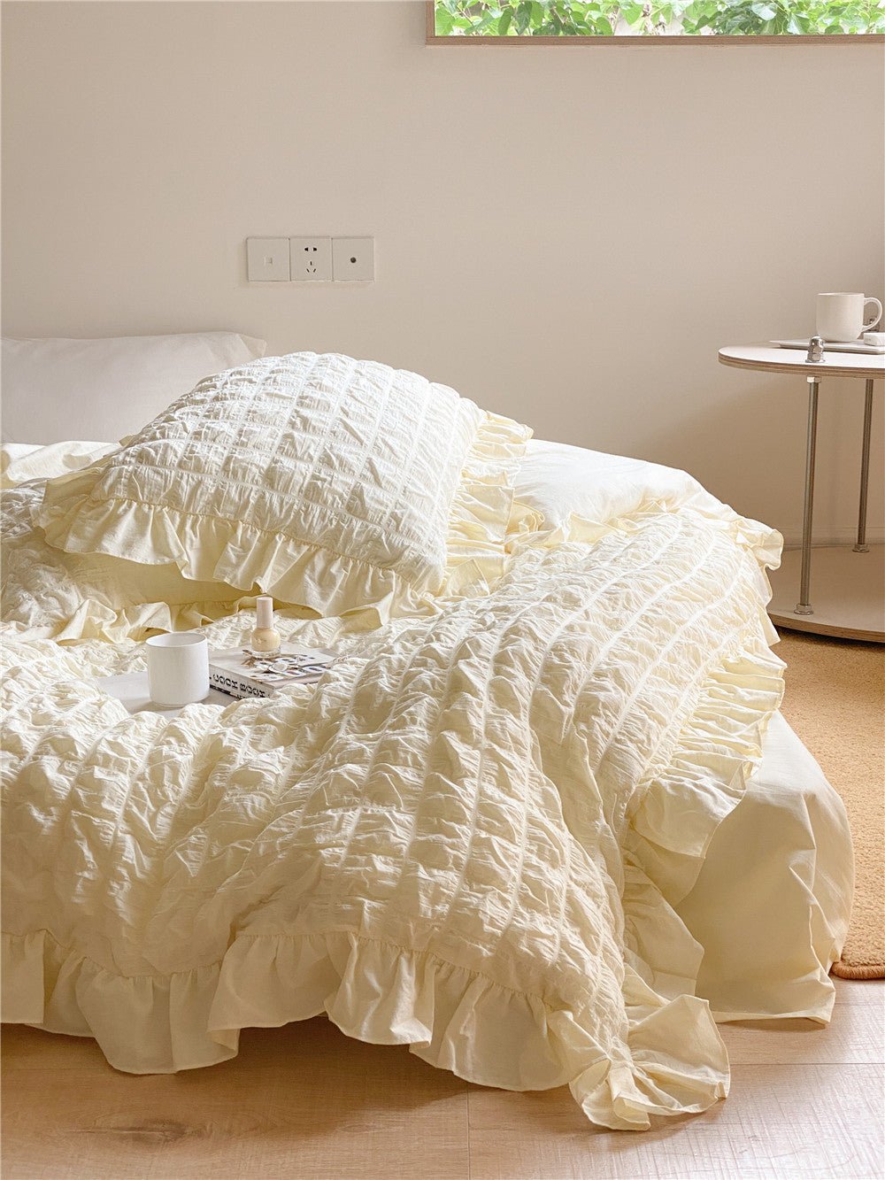 - Ever Lasting - Marshmallow Puff Ruffle Bedding Set / Yellow - Bedding Set - Ever Lasting