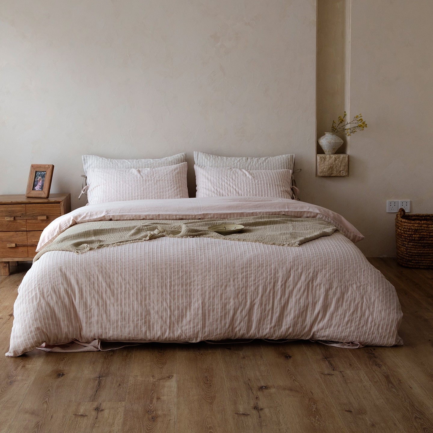 -Ever Lasting - Mason TENCEL™ Striped Bedding Set / Pink -Bedding Set -Ever Lasting